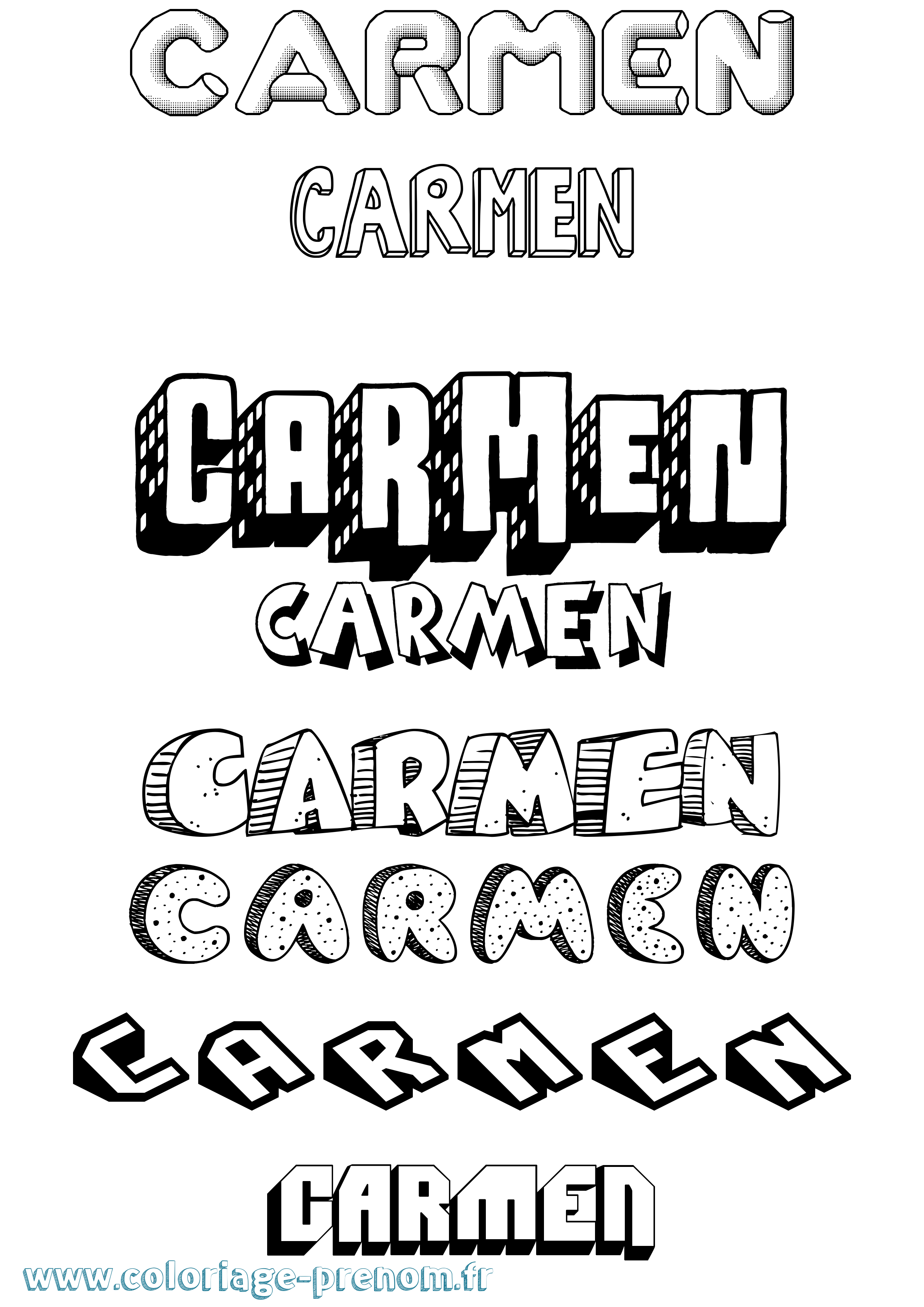 Coloriage Carmen Effet 3D Coloriage prénom Carmen Effet 3D