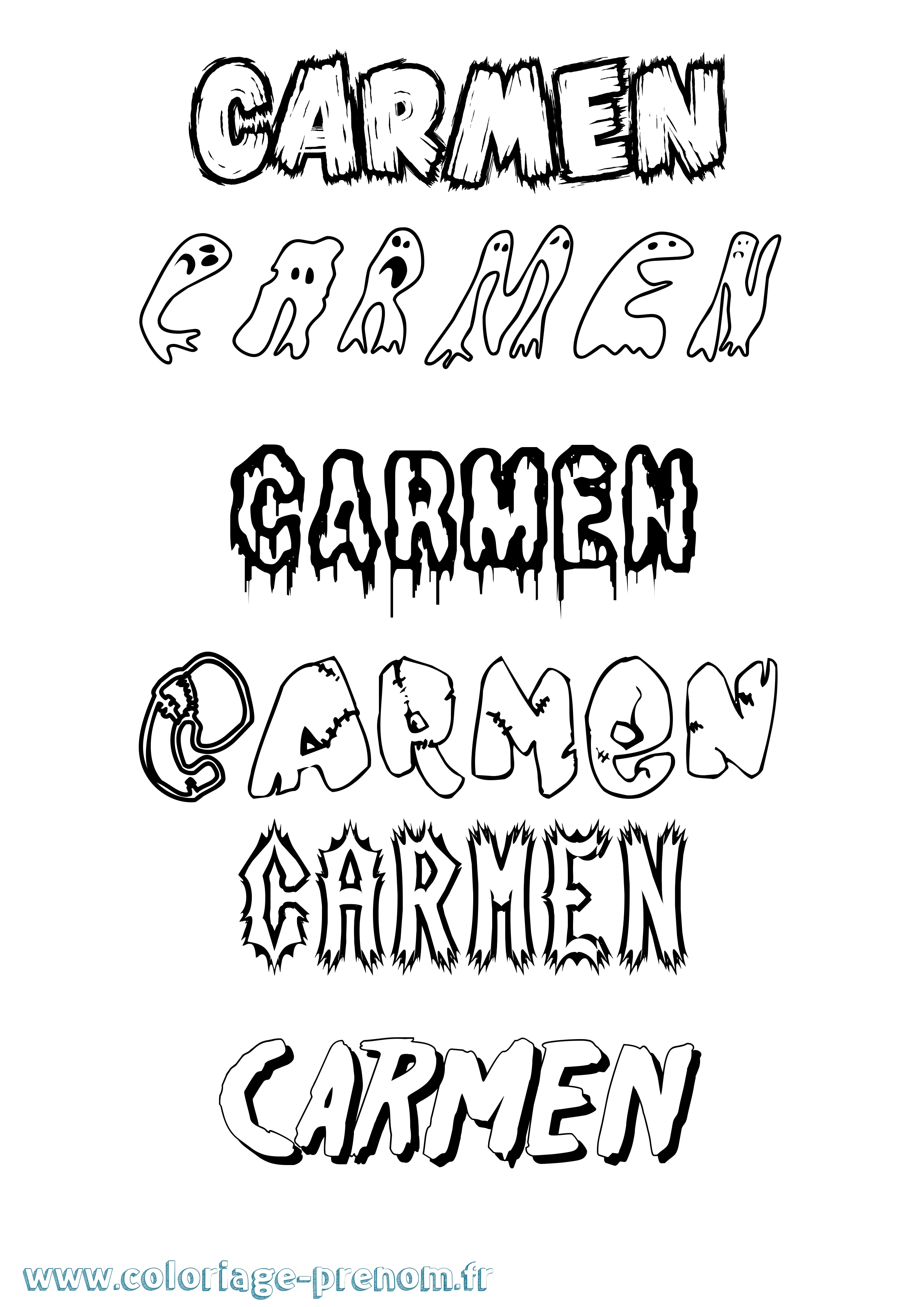 Coloriage prénom Carmen Frisson