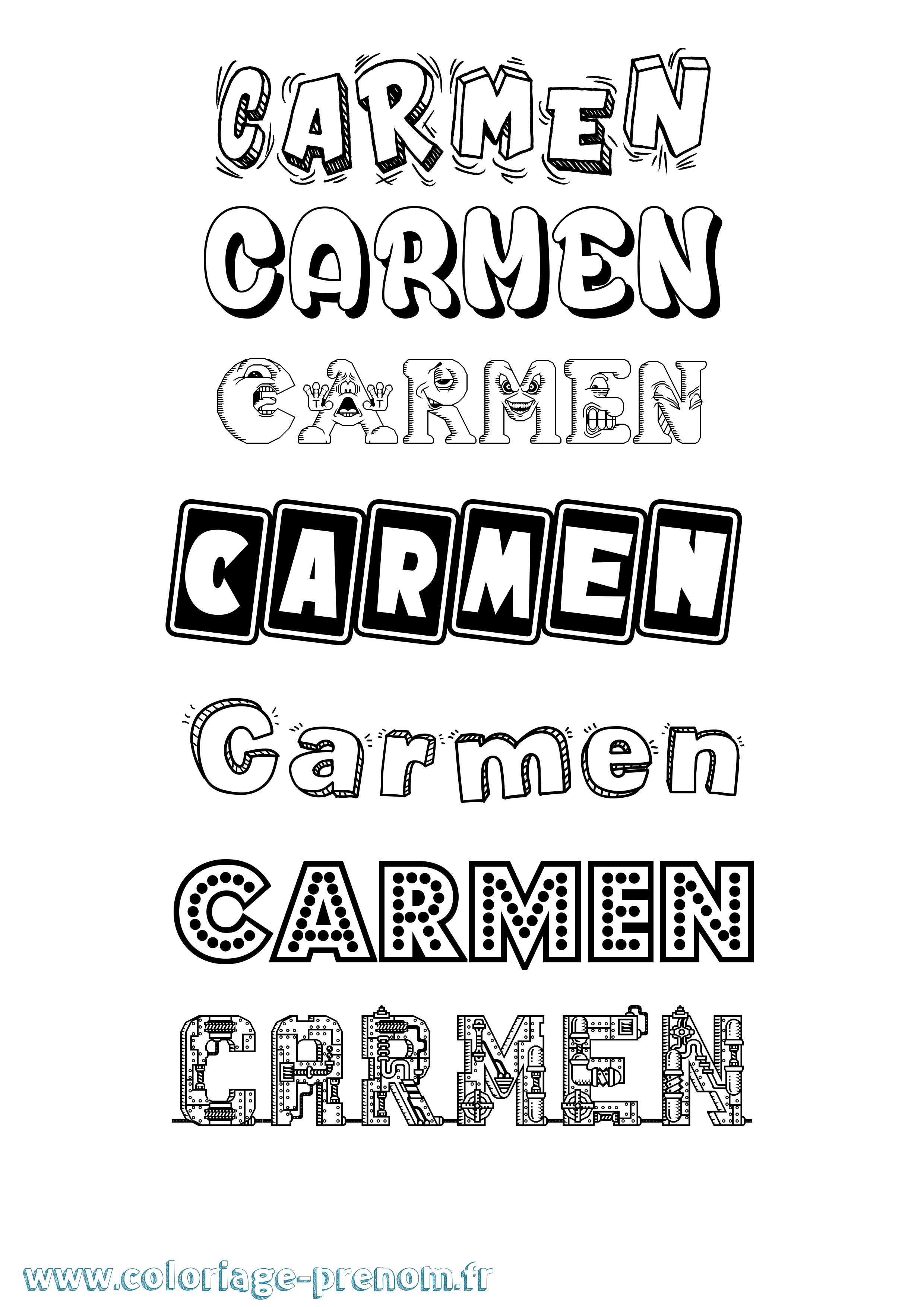 Coloriage prénom Carmen Fun
