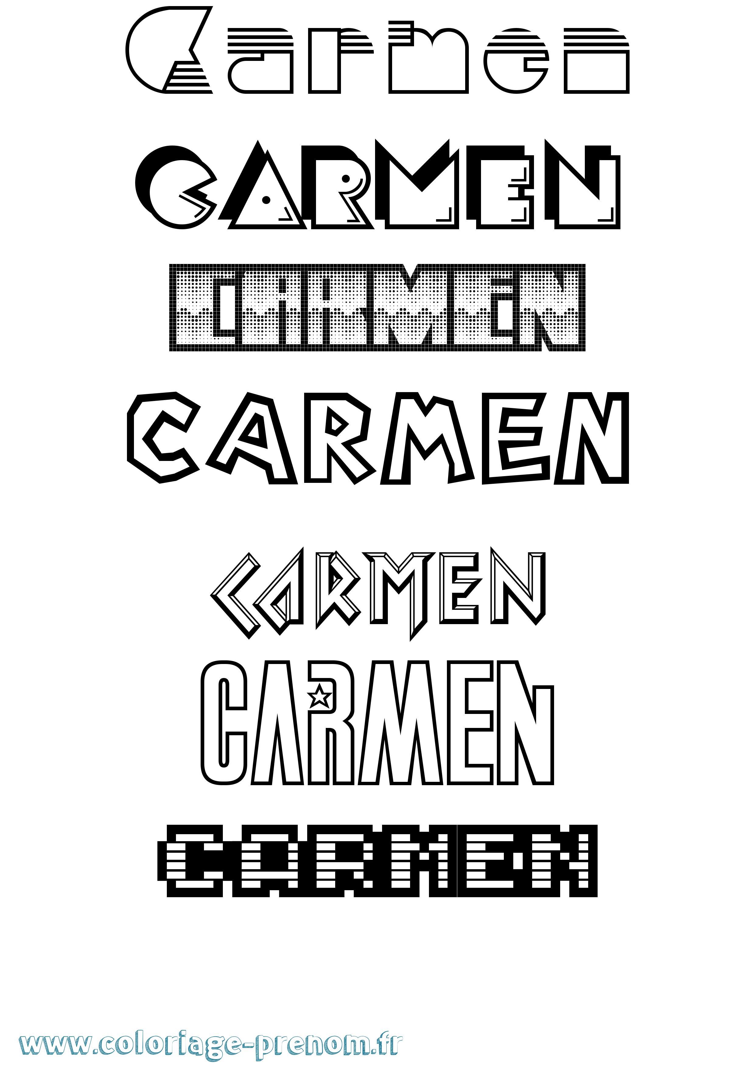 Coloriage prénom Carmen Jeux Vidéos