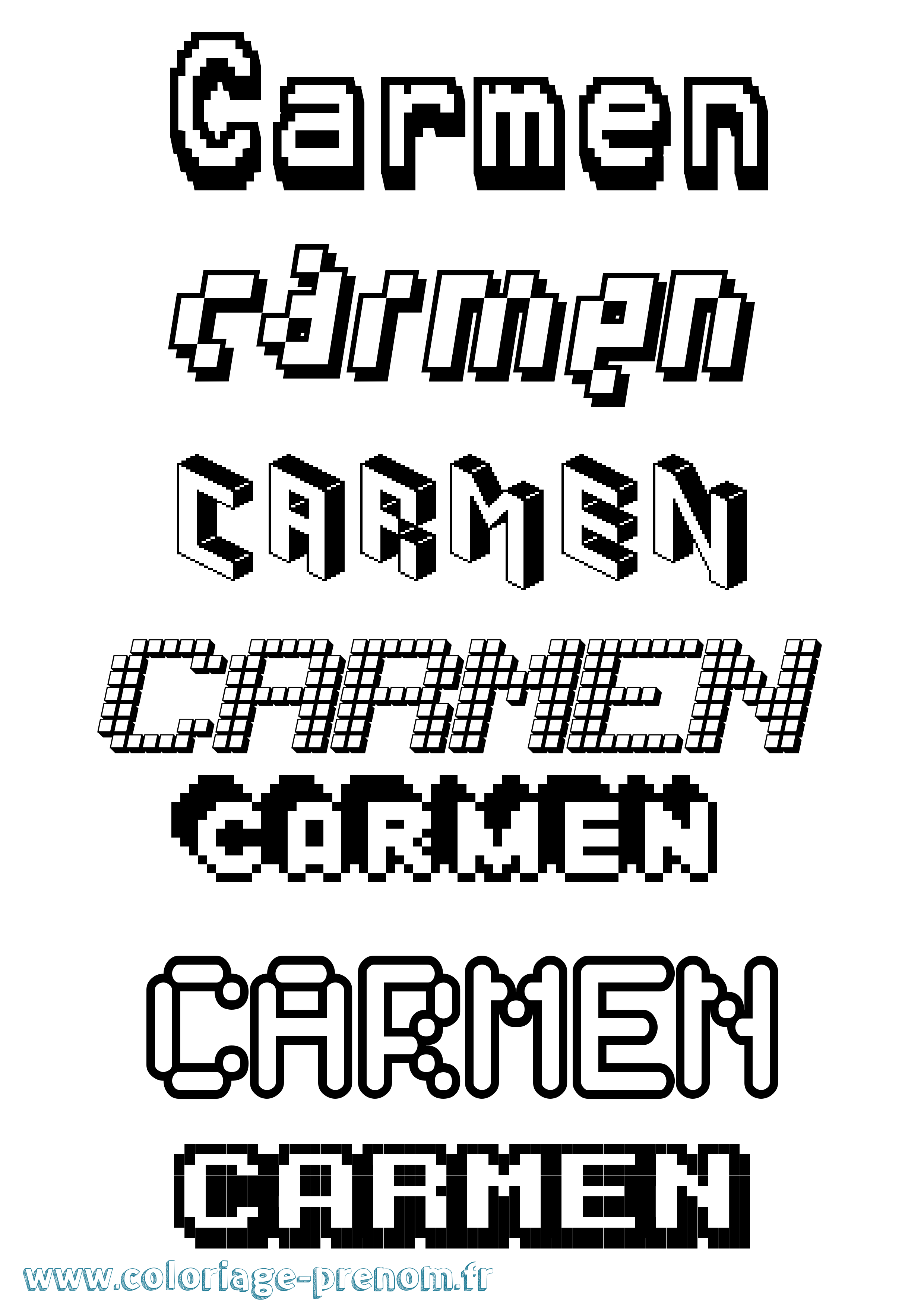 Coloriage prénom Carmen Pixel