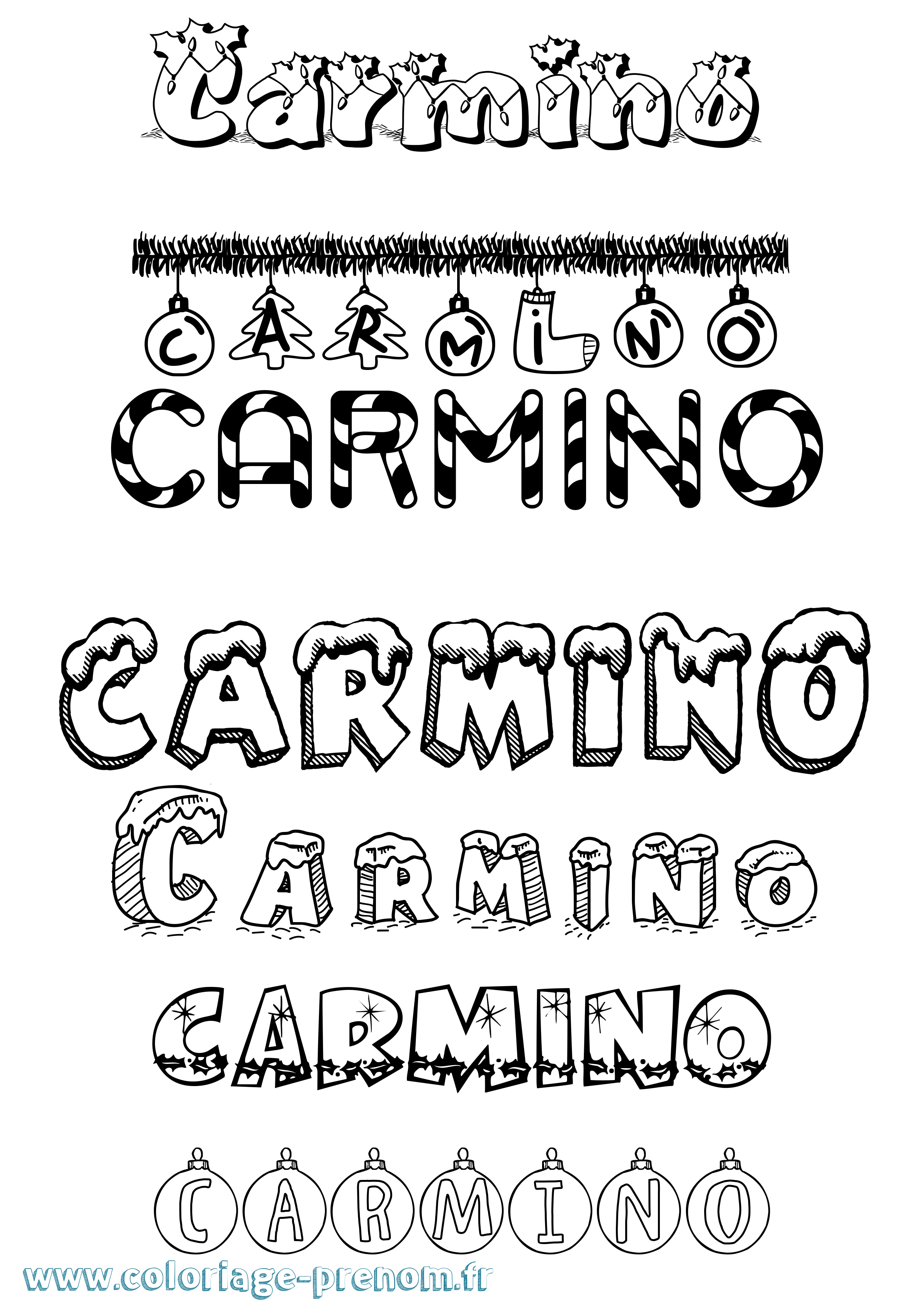 Coloriage prénom Carmino Noël