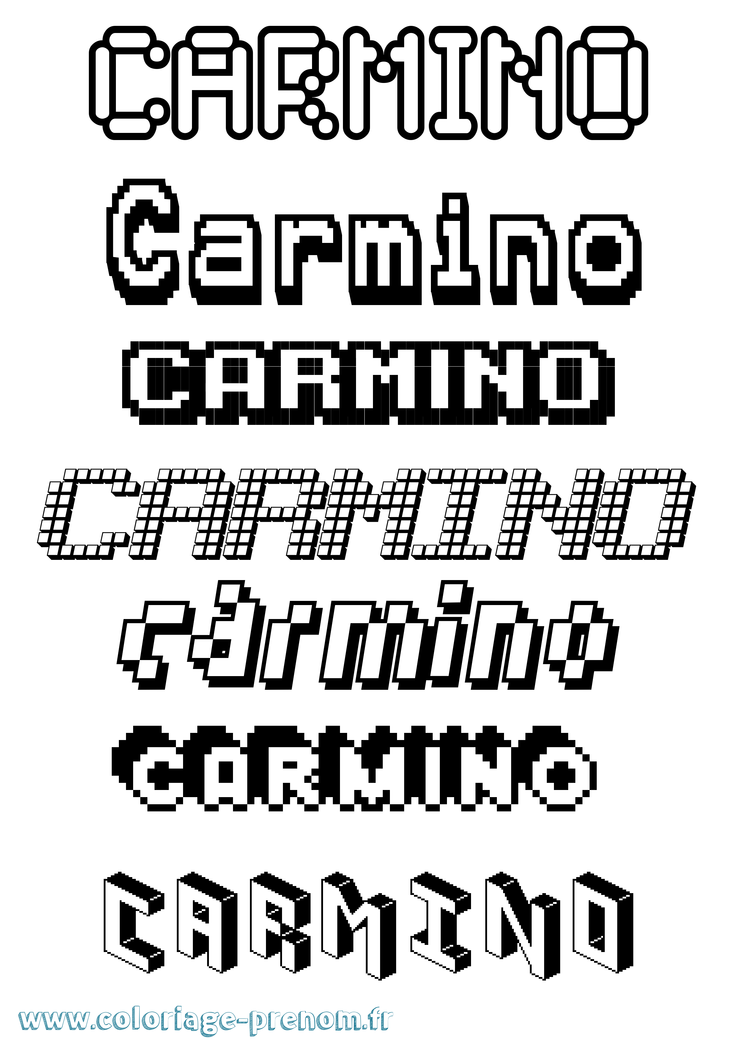 Coloriage prénom Carmino Pixel