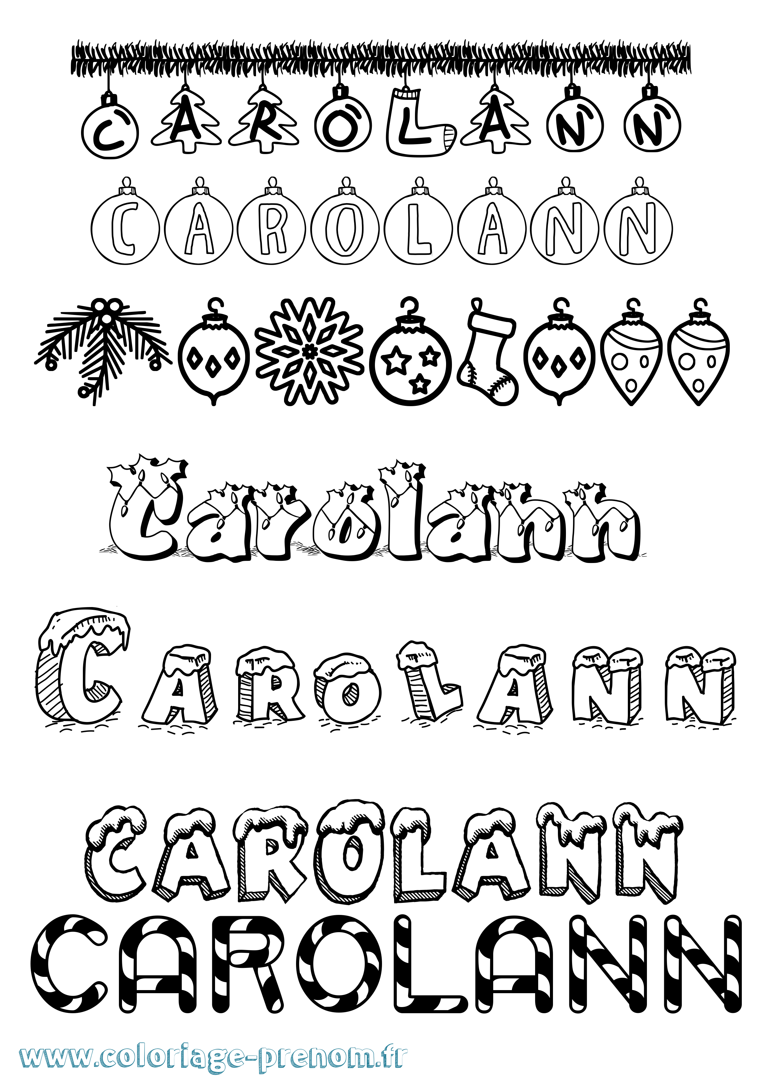 Coloriage prénom Carolann Noël