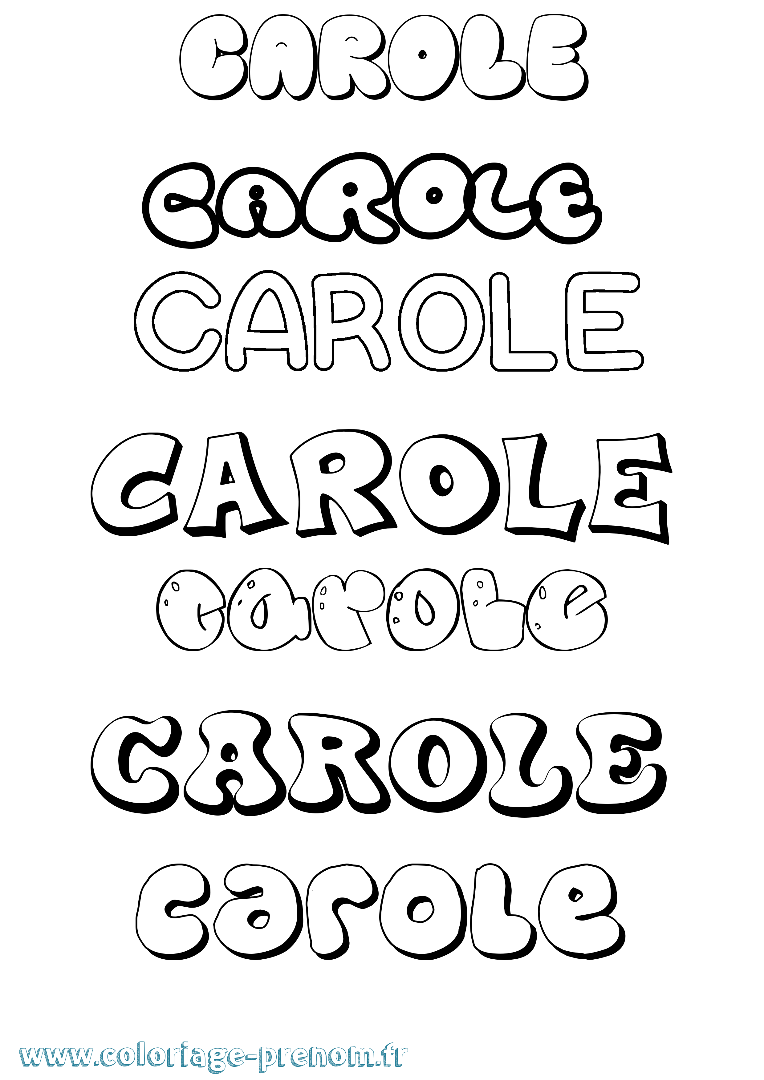 Coloriage Carole Bubble Coloriage prénom Carole Bubble