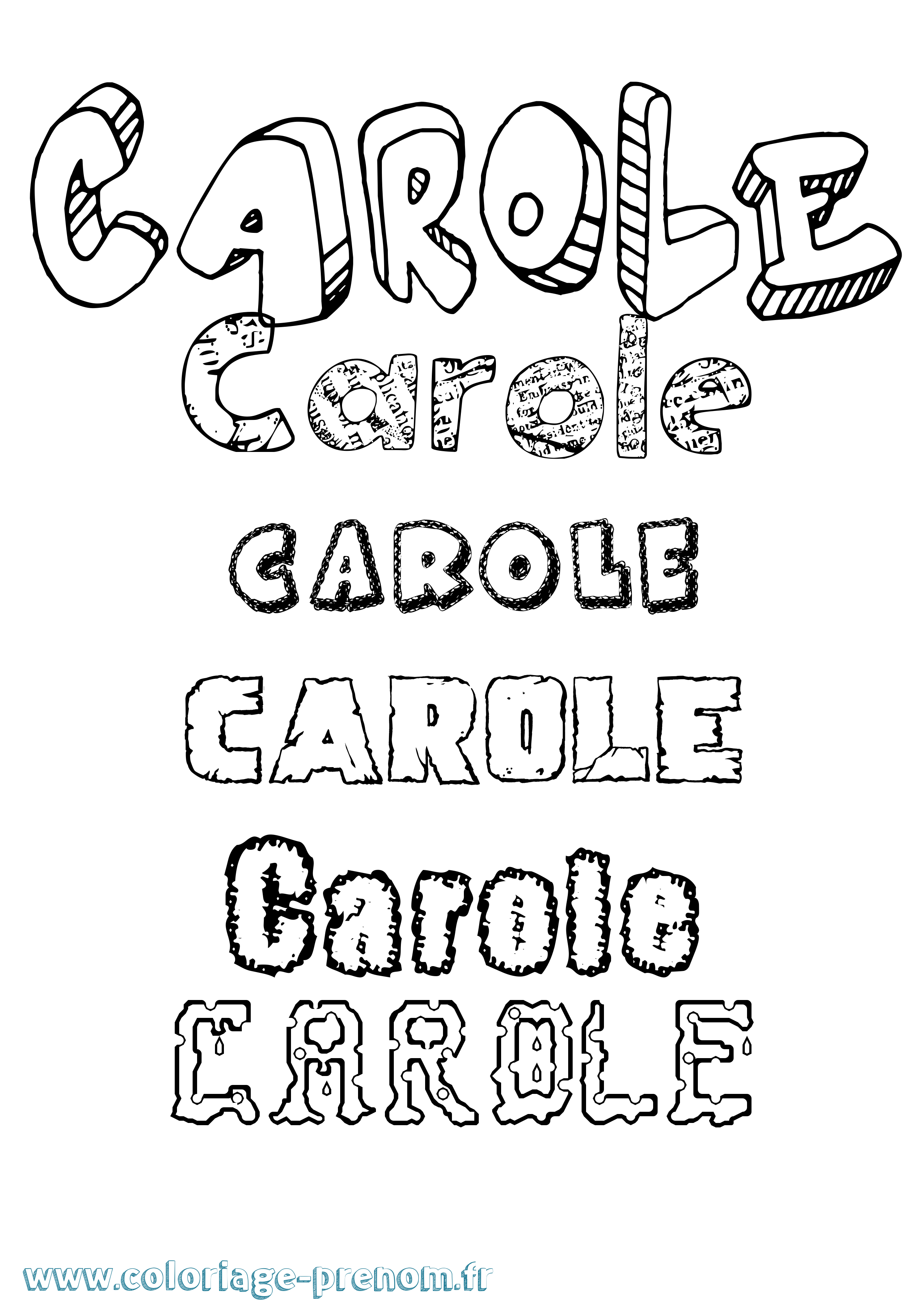 Coloriage prénom Carole Destructuré