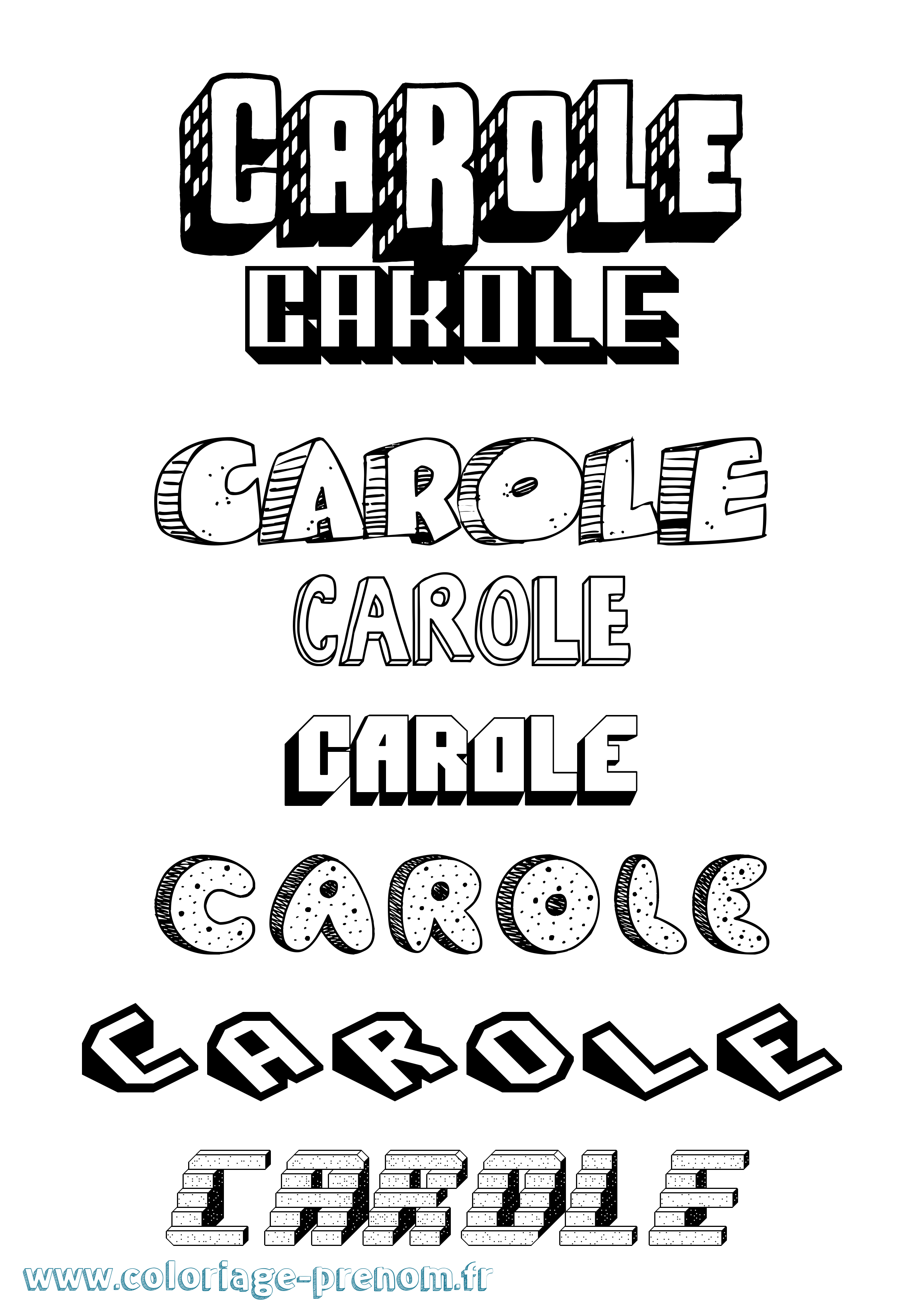Coloriage Carole Effet 3D Coloriage prénom Carole Effet 3D