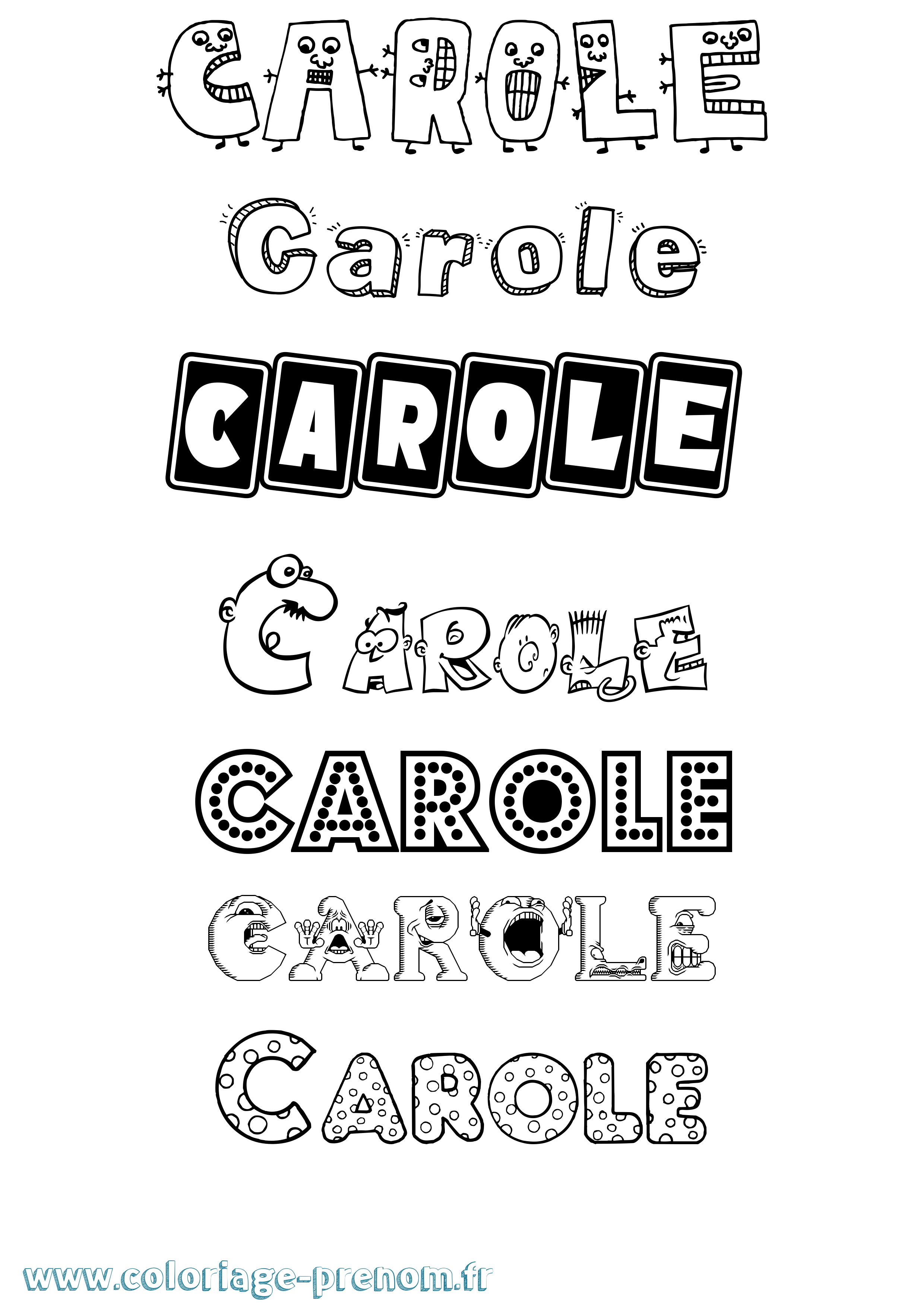 Coloriage prénom Carole Fun