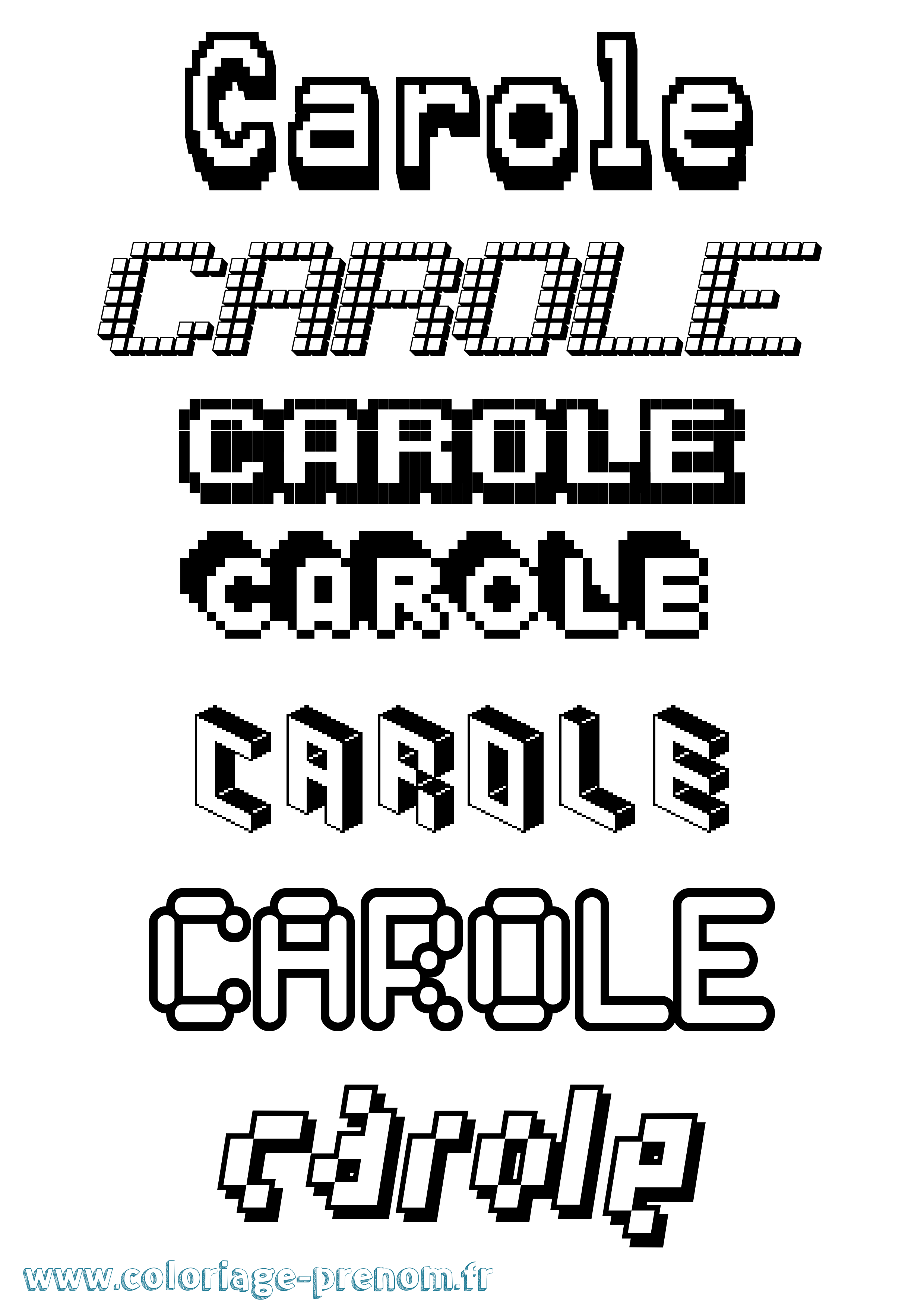 Coloriage prénom Carole Pixel