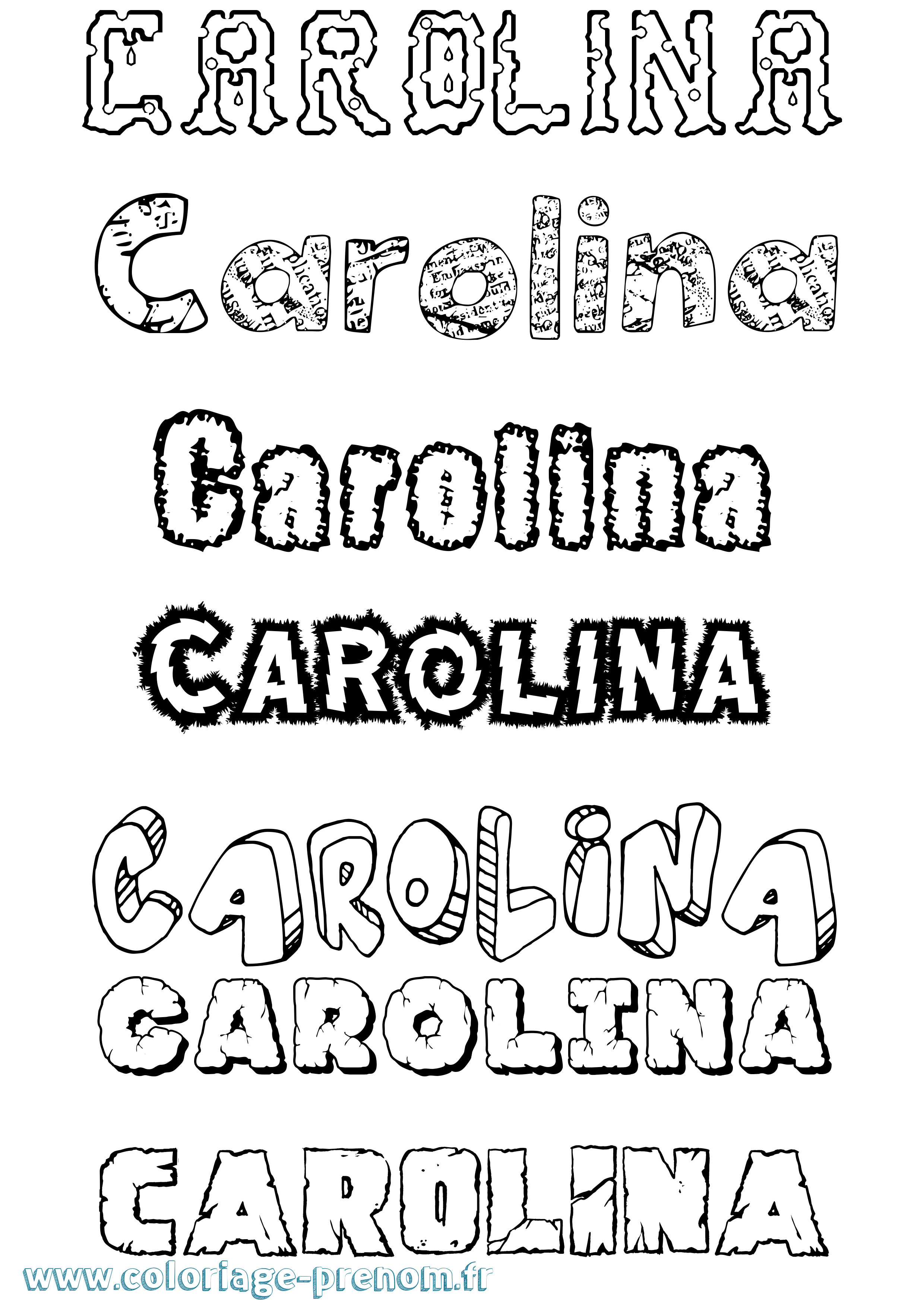 Coloriage prénom Carolina Destructuré