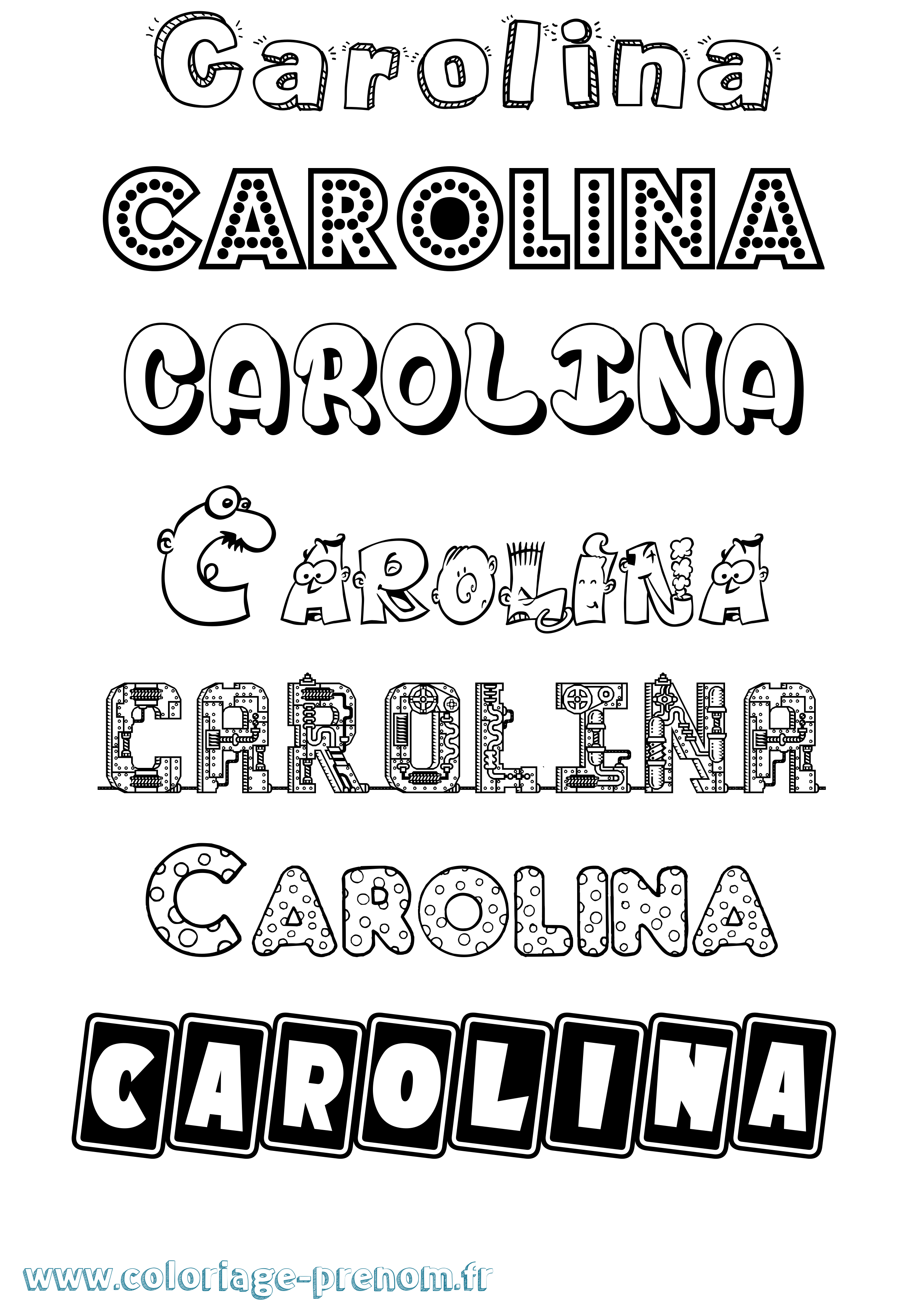 Coloriage prénom Carolina