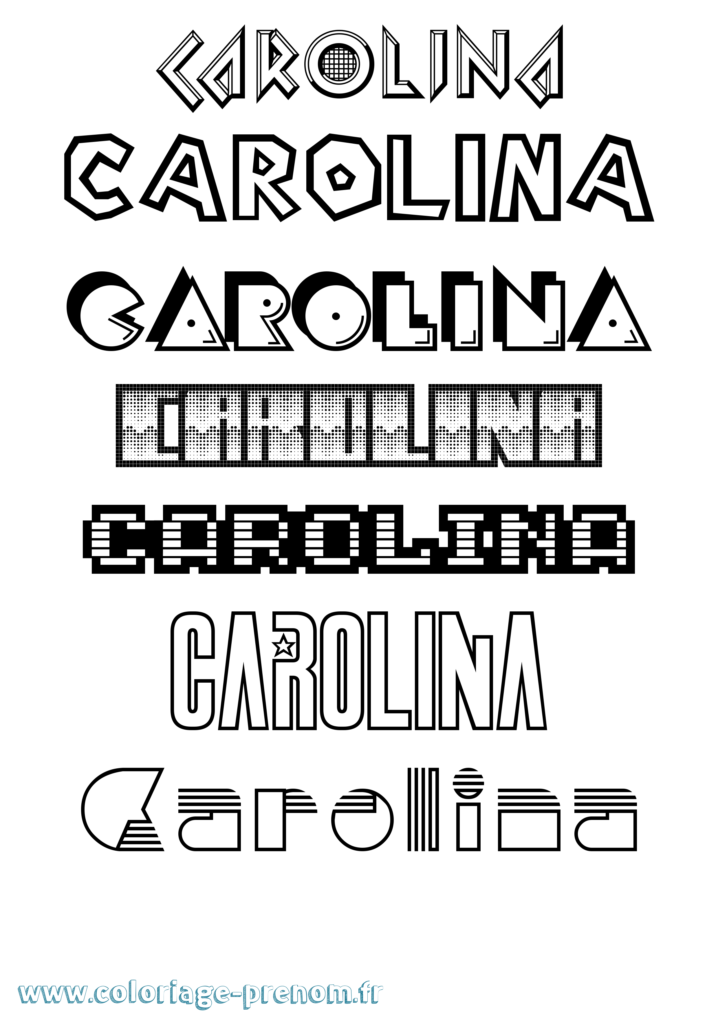 Coloriage prénom Carolina Jeux Vidéos
