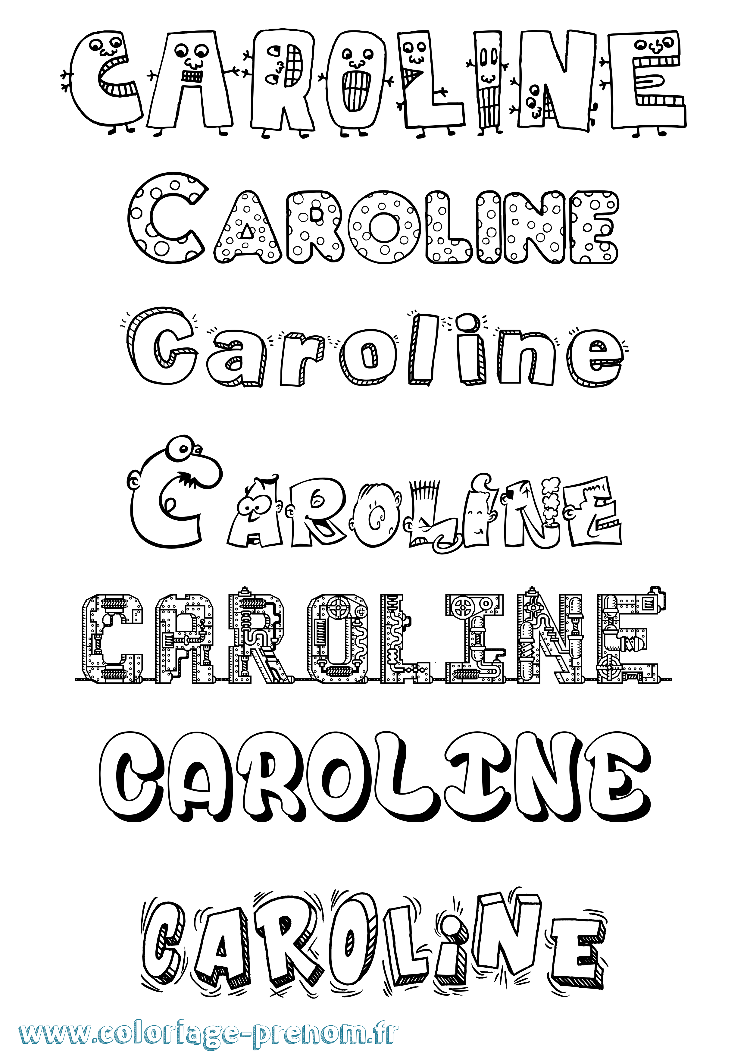 Coloriage prénom Caroline Fun