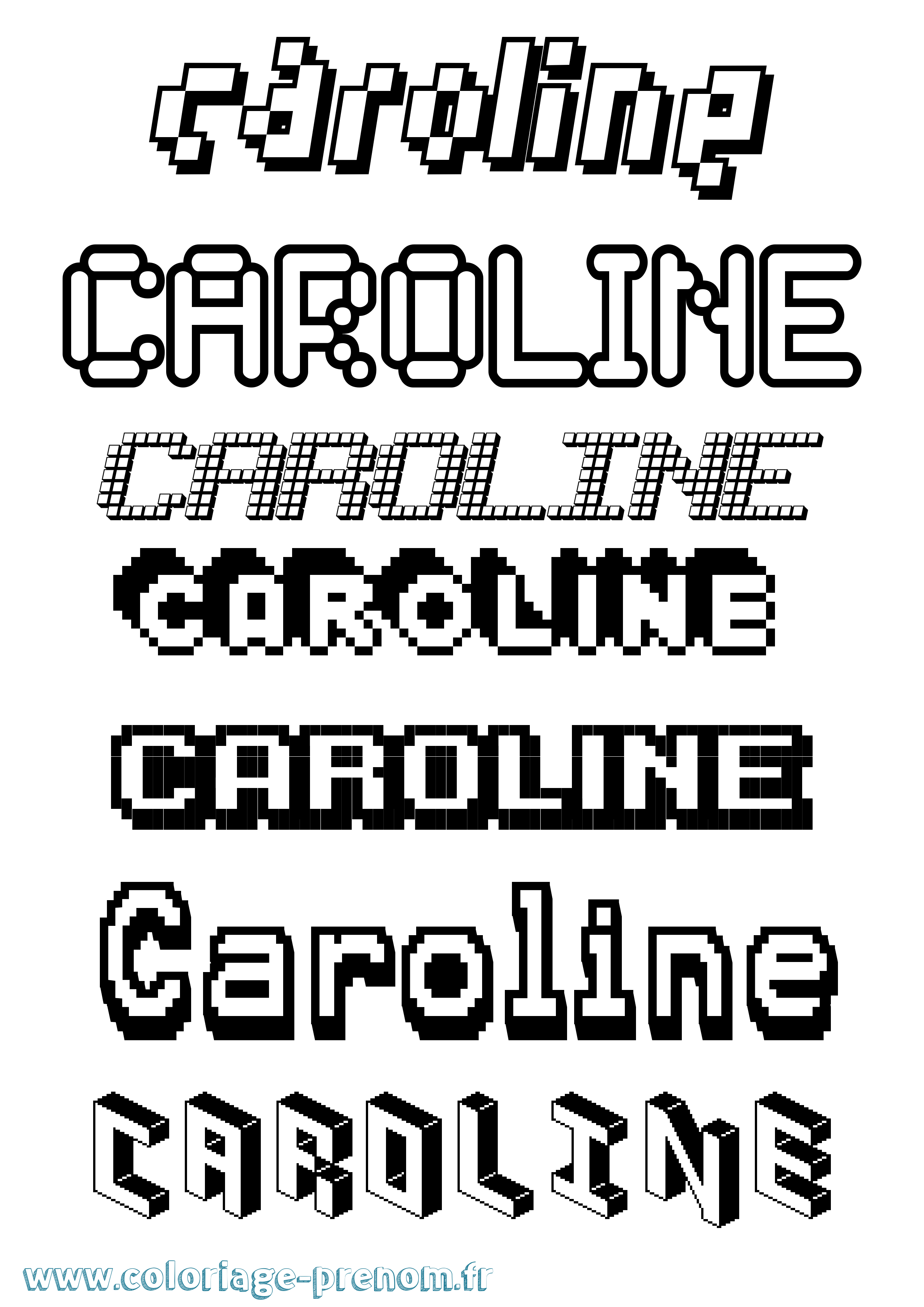 Coloriage prénom Caroline Pixel