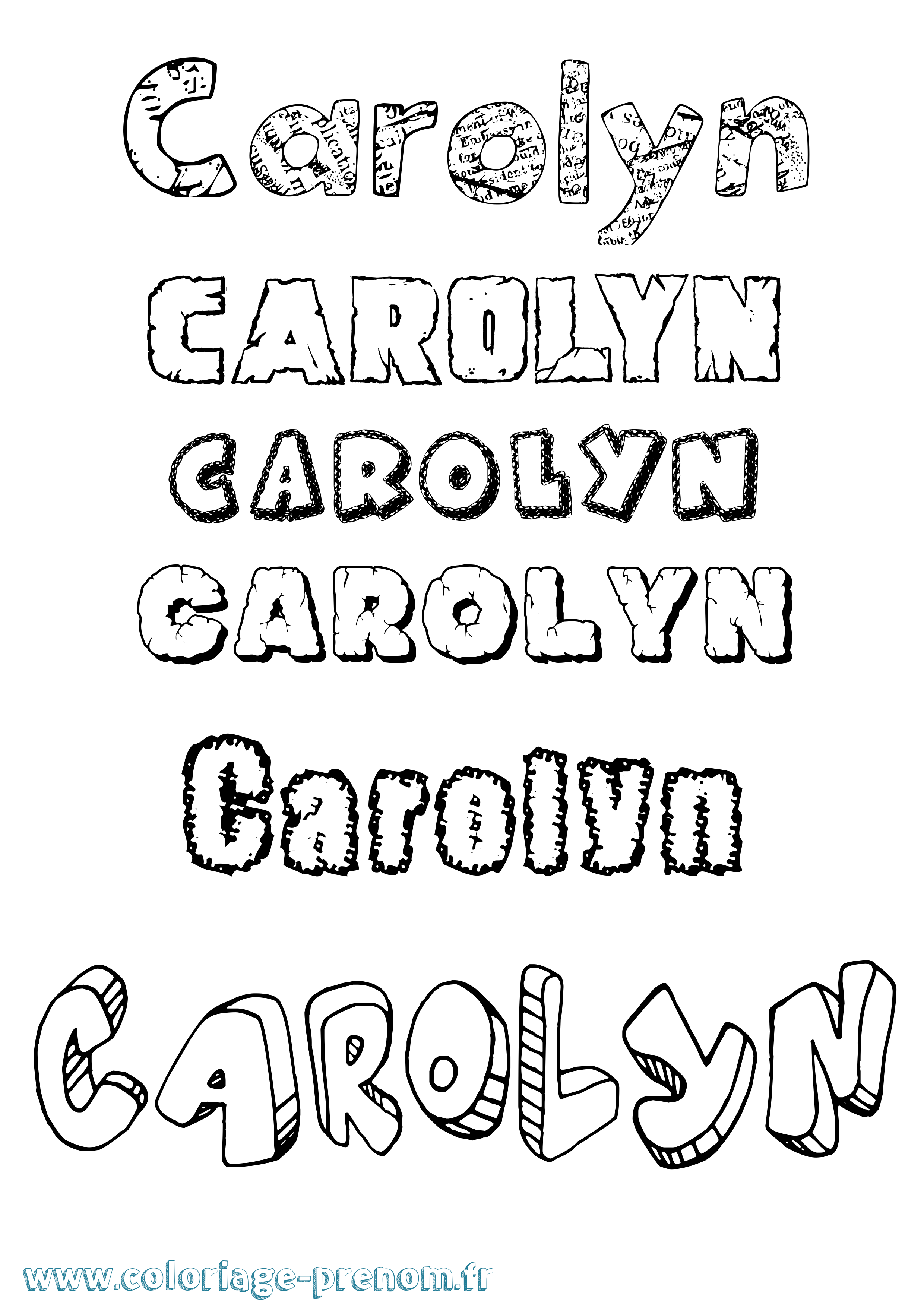 Coloriage prénom Carolyn Destructuré