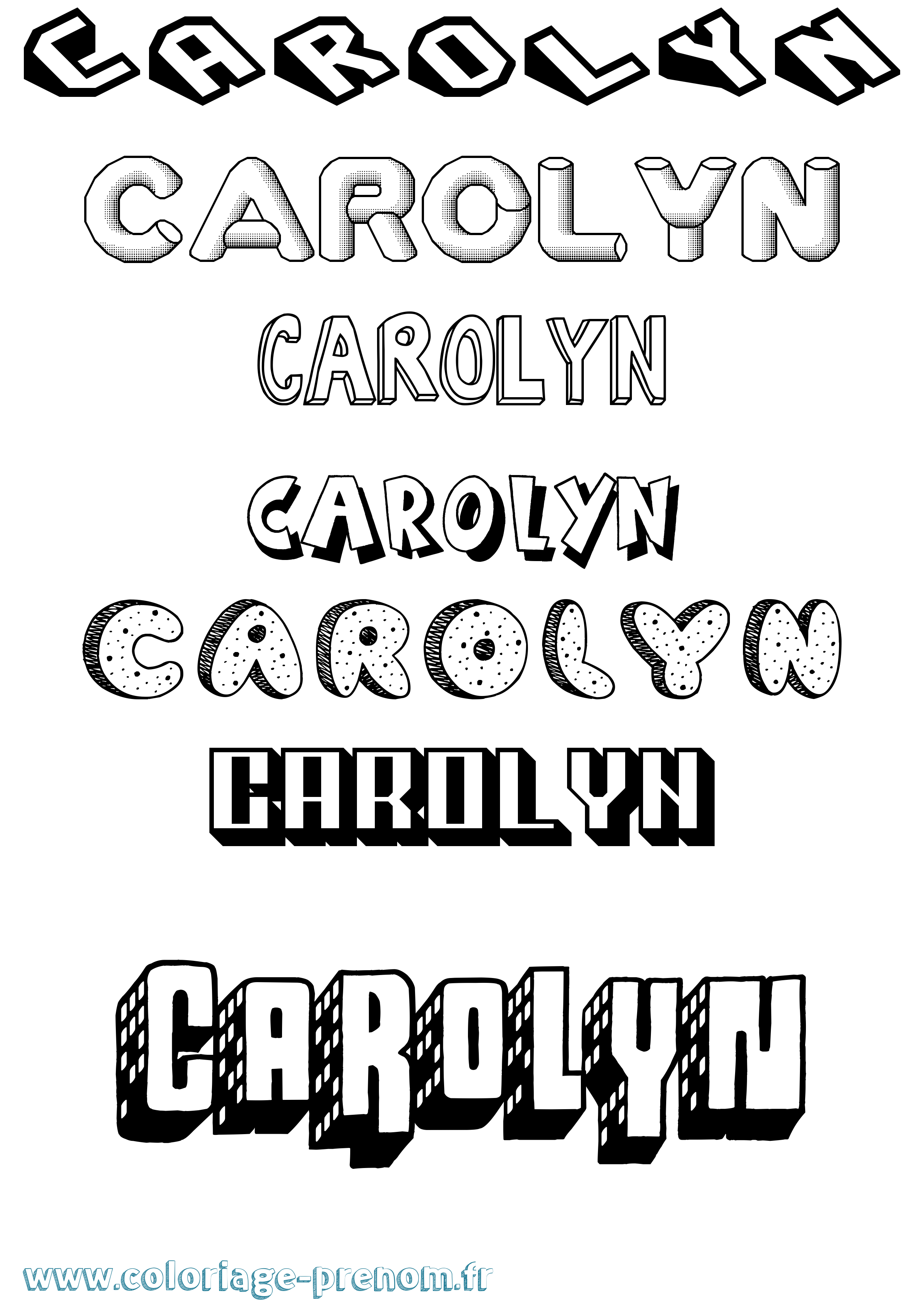 Coloriage prénom Carolyn Effet 3D