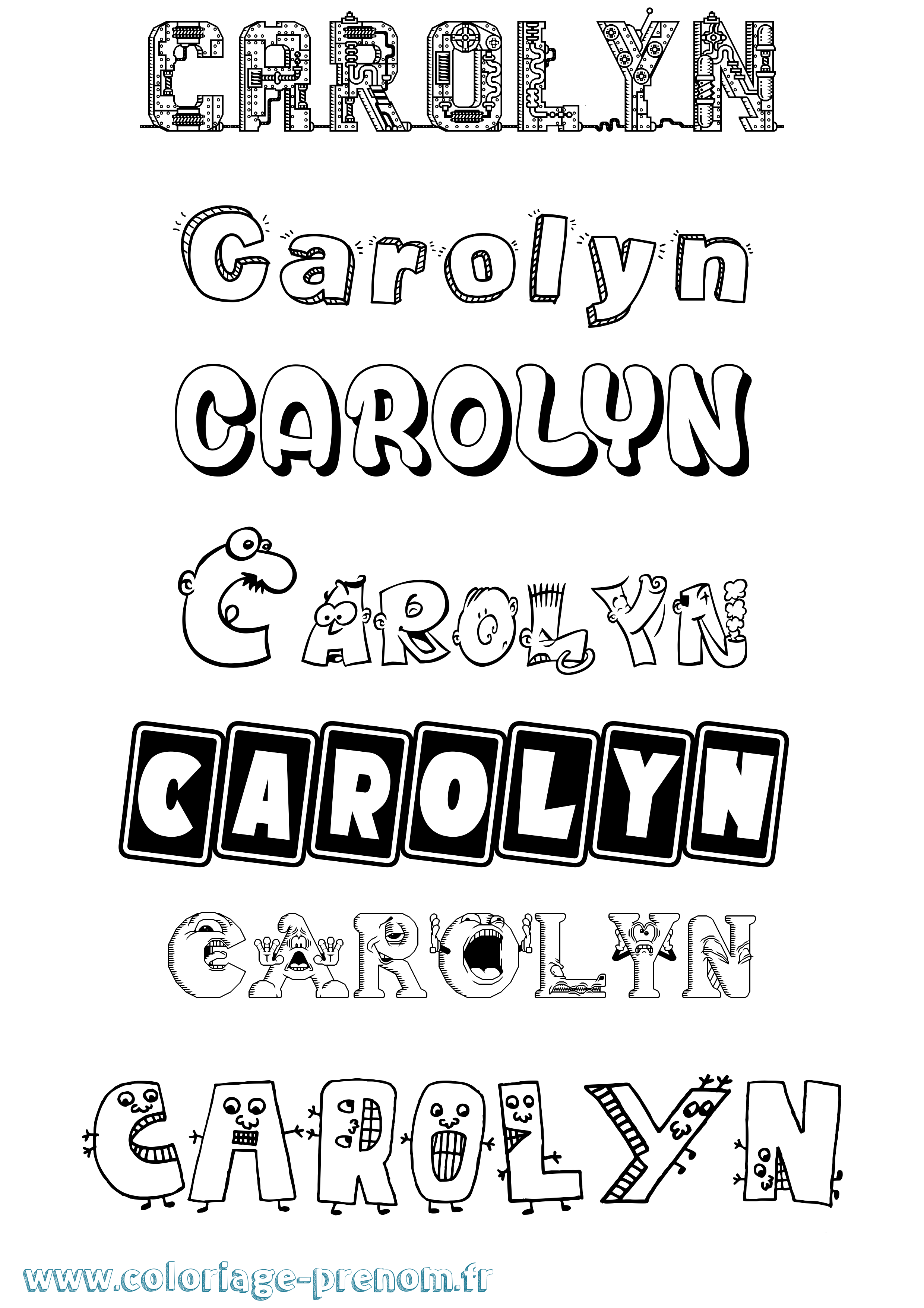 Coloriage prénom Carolyn Fun