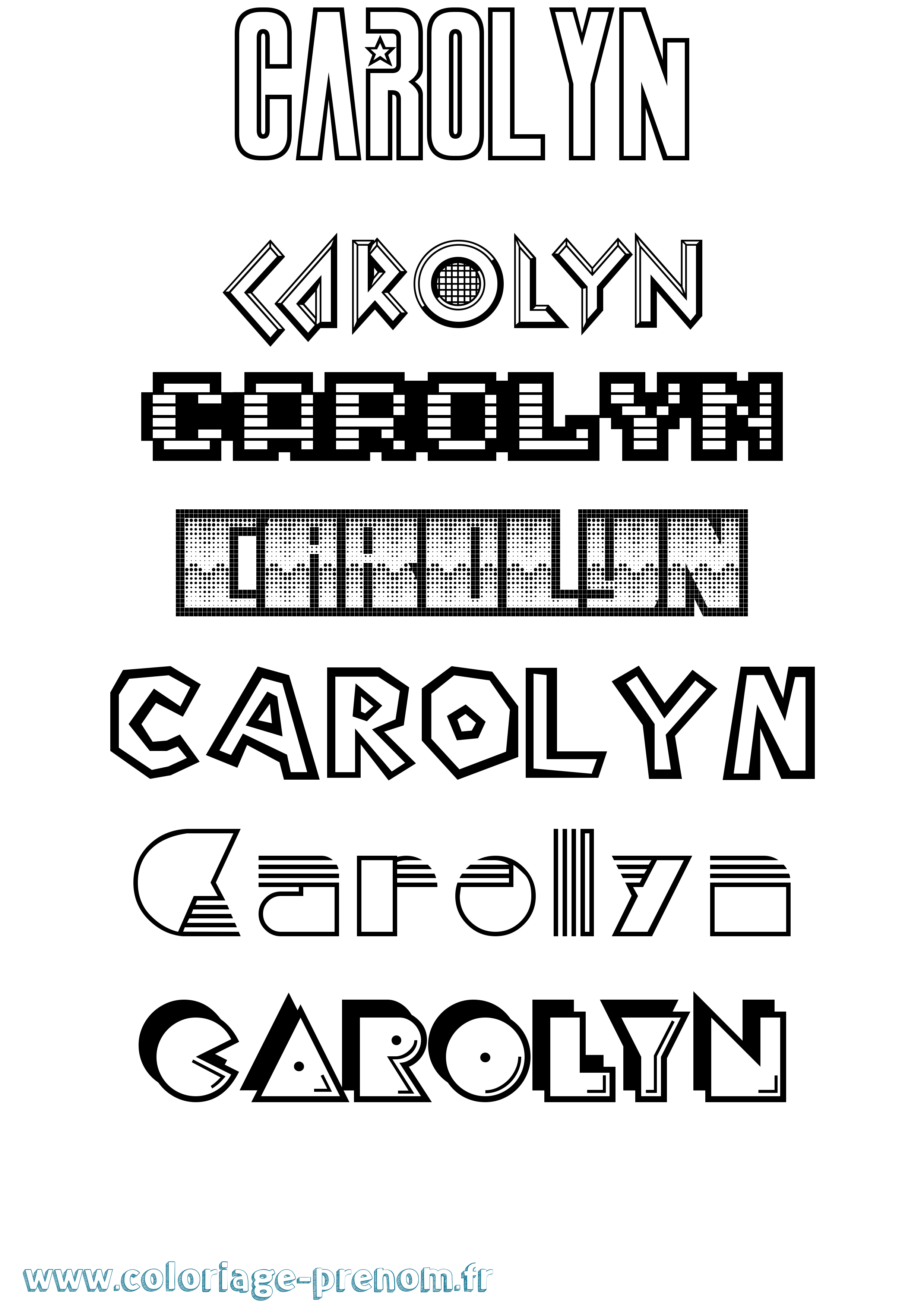 Coloriage prénom Carolyn Jeux Vidéos