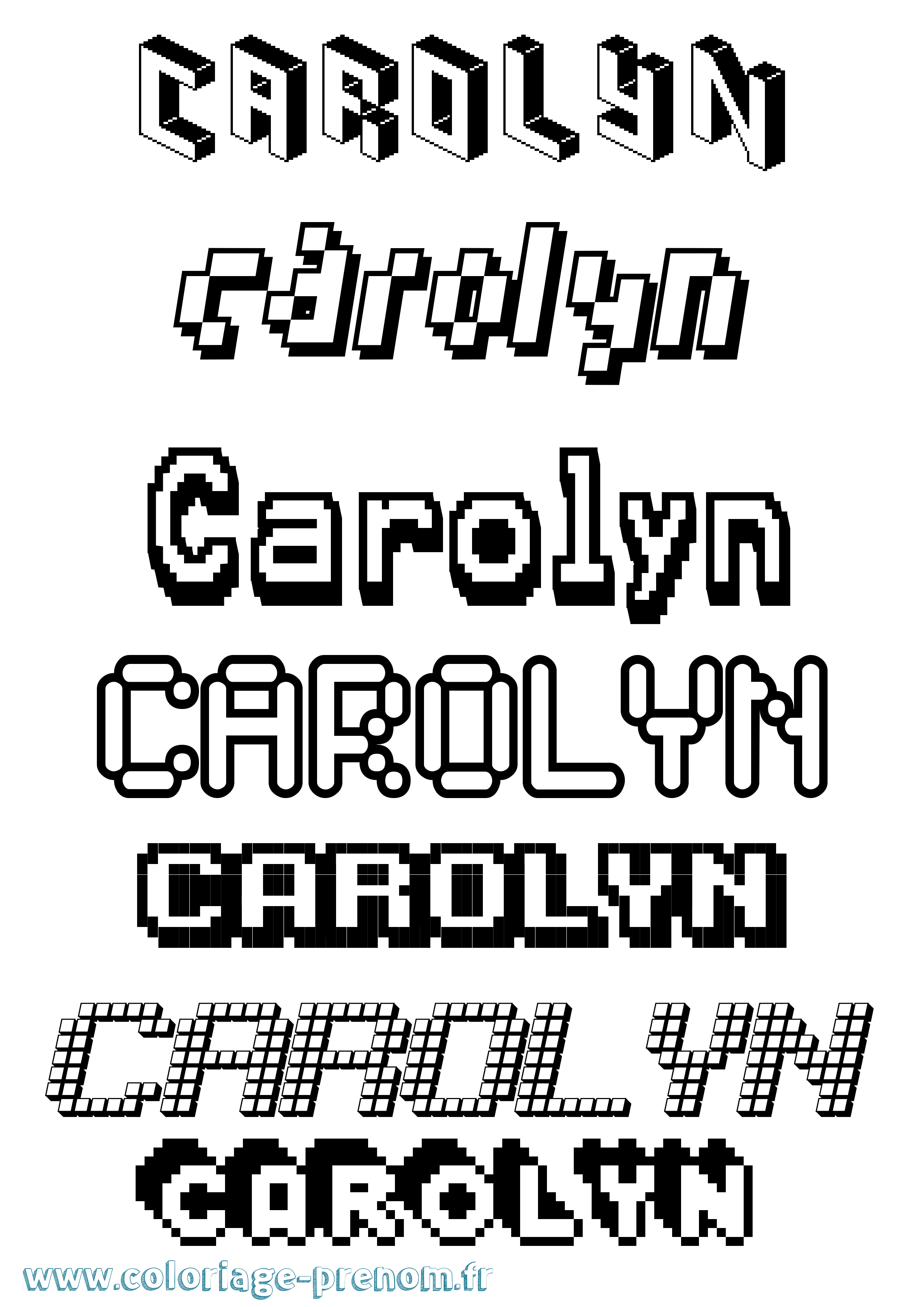 Coloriage prénom Carolyn Pixel