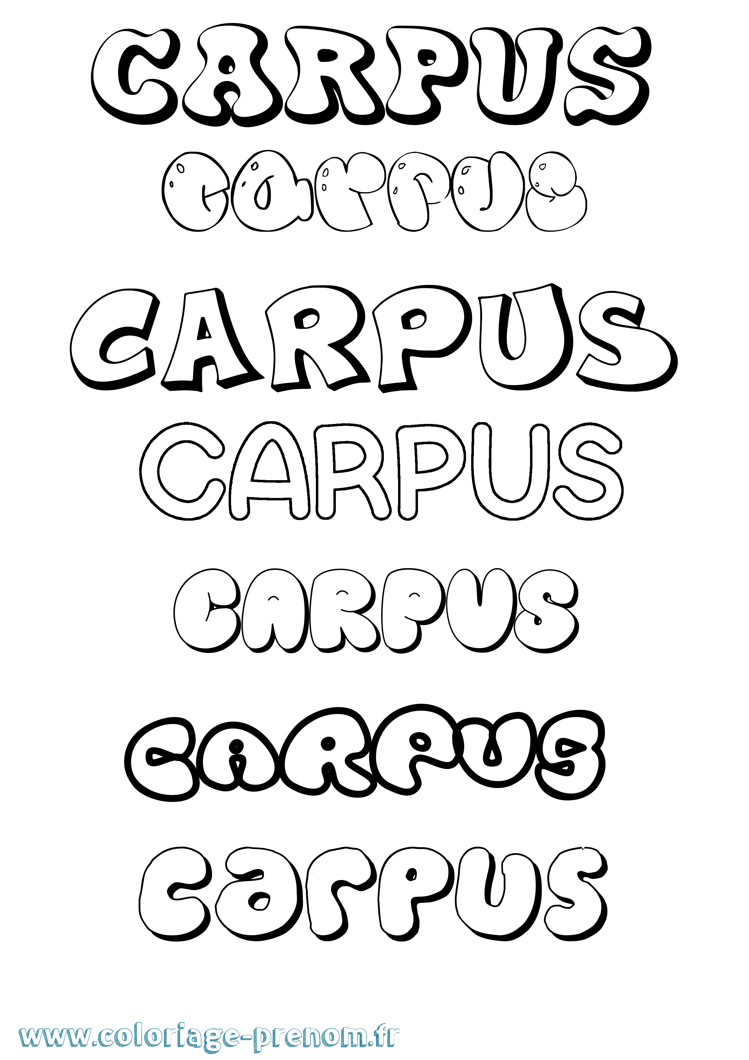 Coloriage prénom Carpus Bubble