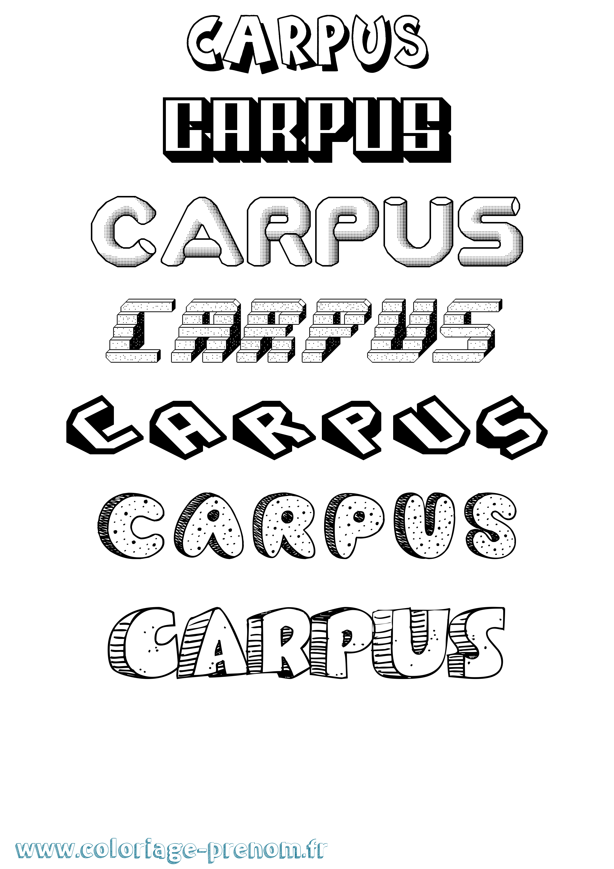 Coloriage prénom Carpus Effet 3D