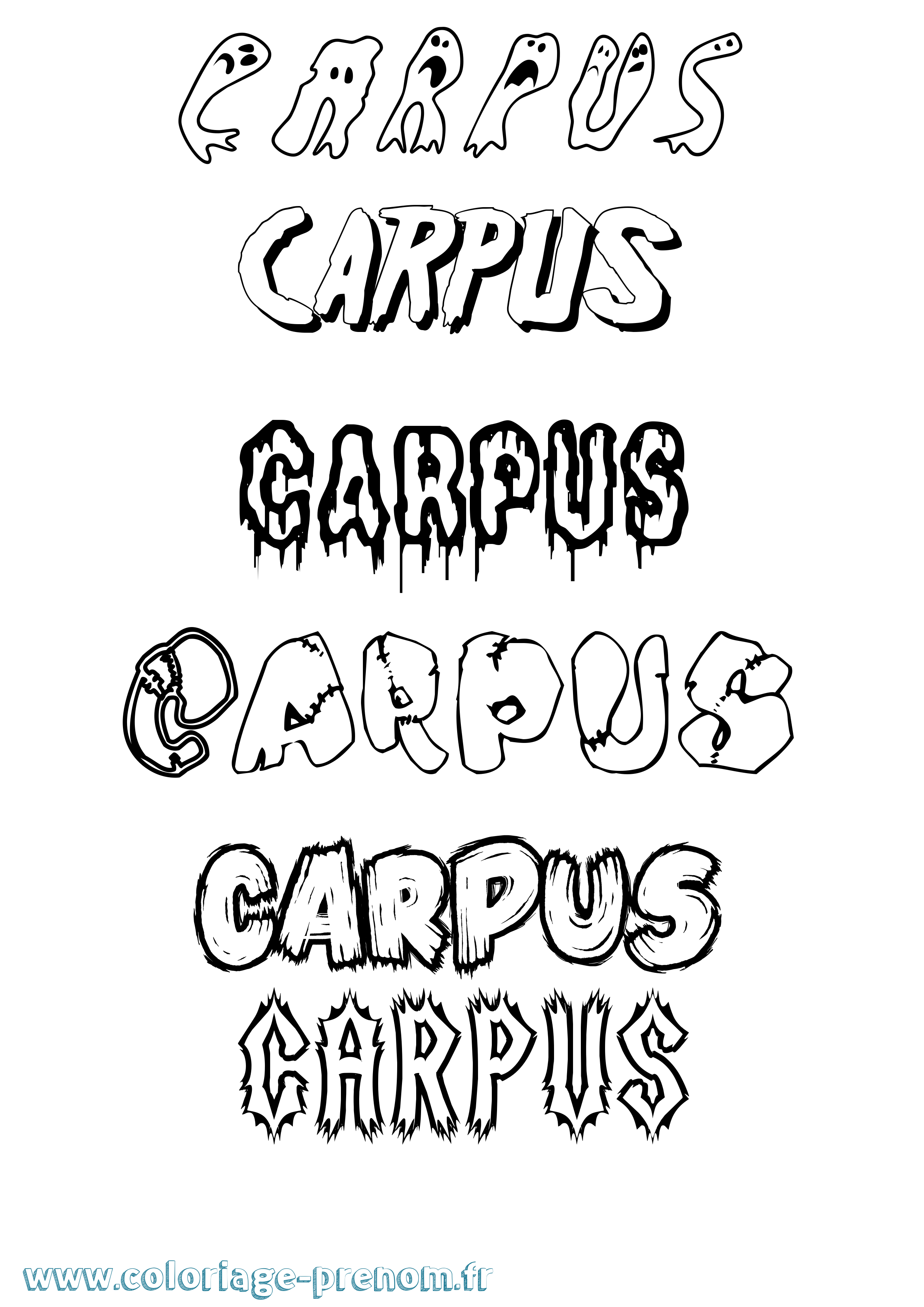 Coloriage prénom Carpus Frisson