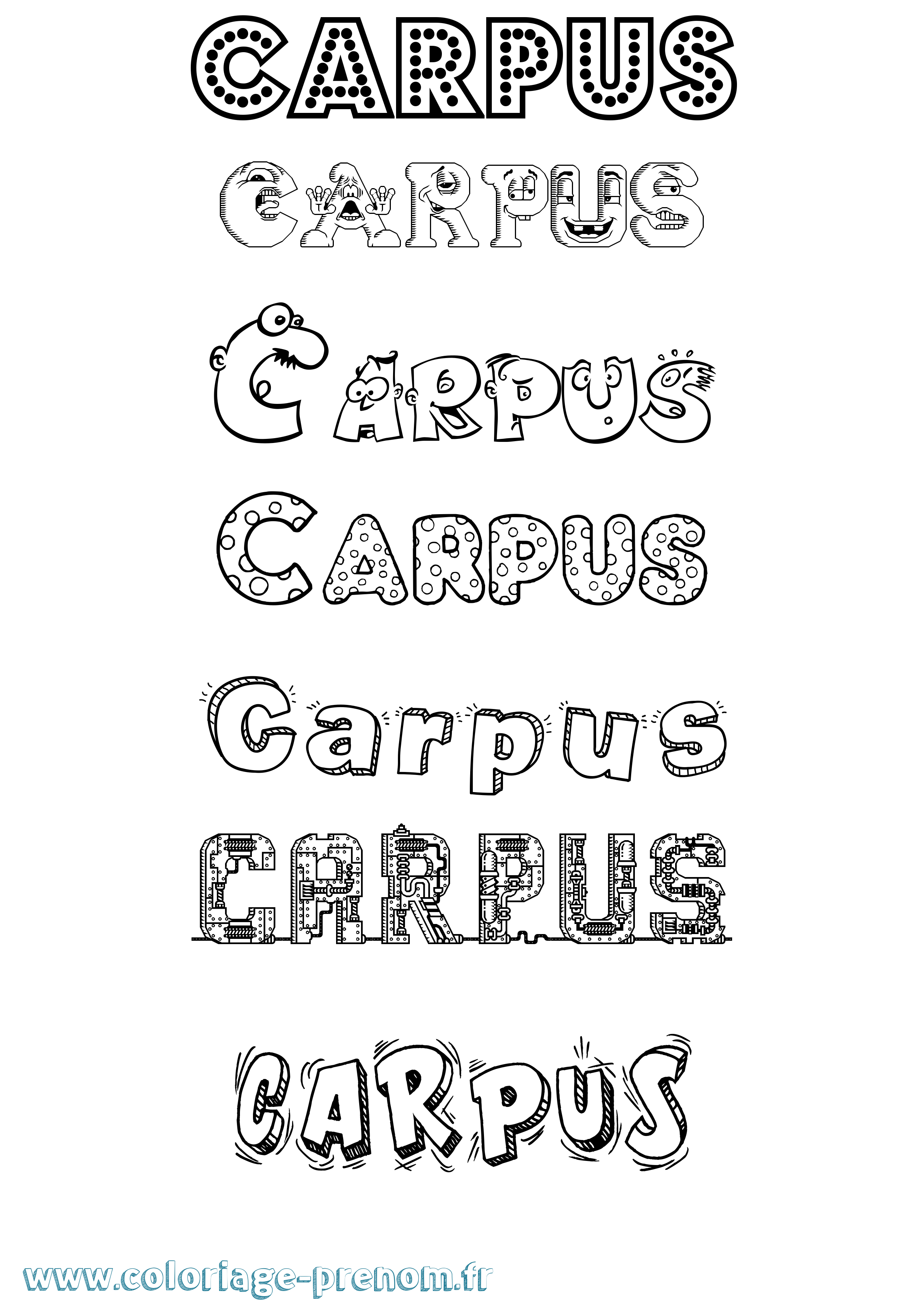 Coloriage prénom Carpus Fun