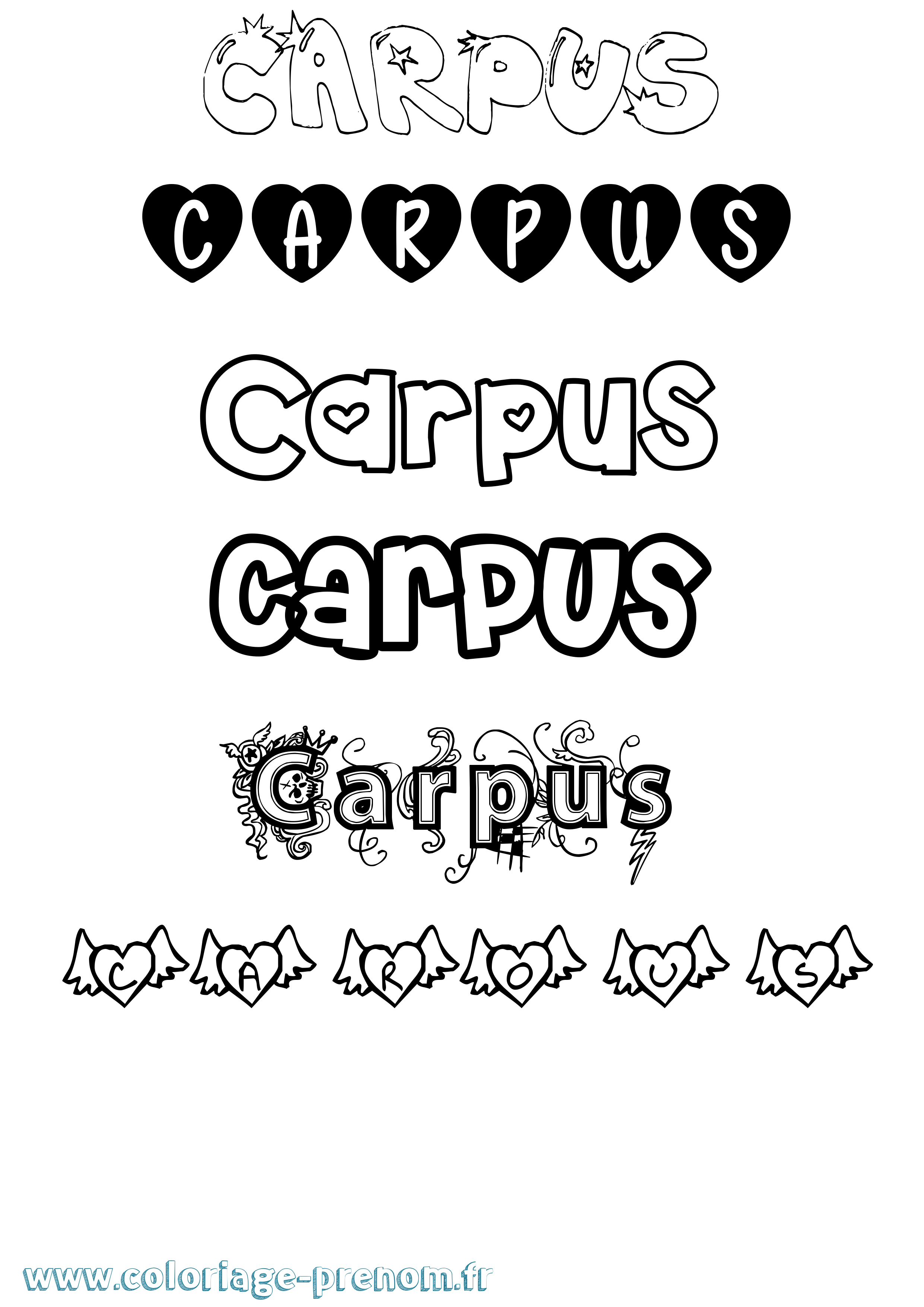 Coloriage prénom Carpus Girly