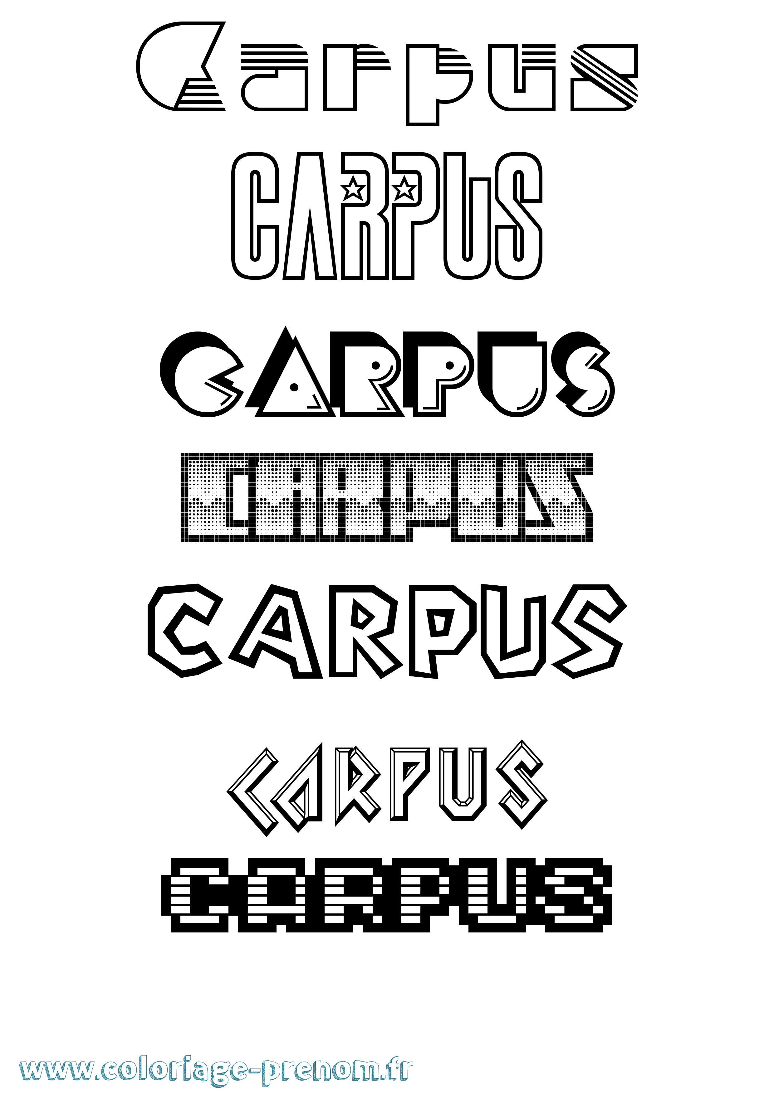 Coloriage prénom Carpus Jeux Vidéos