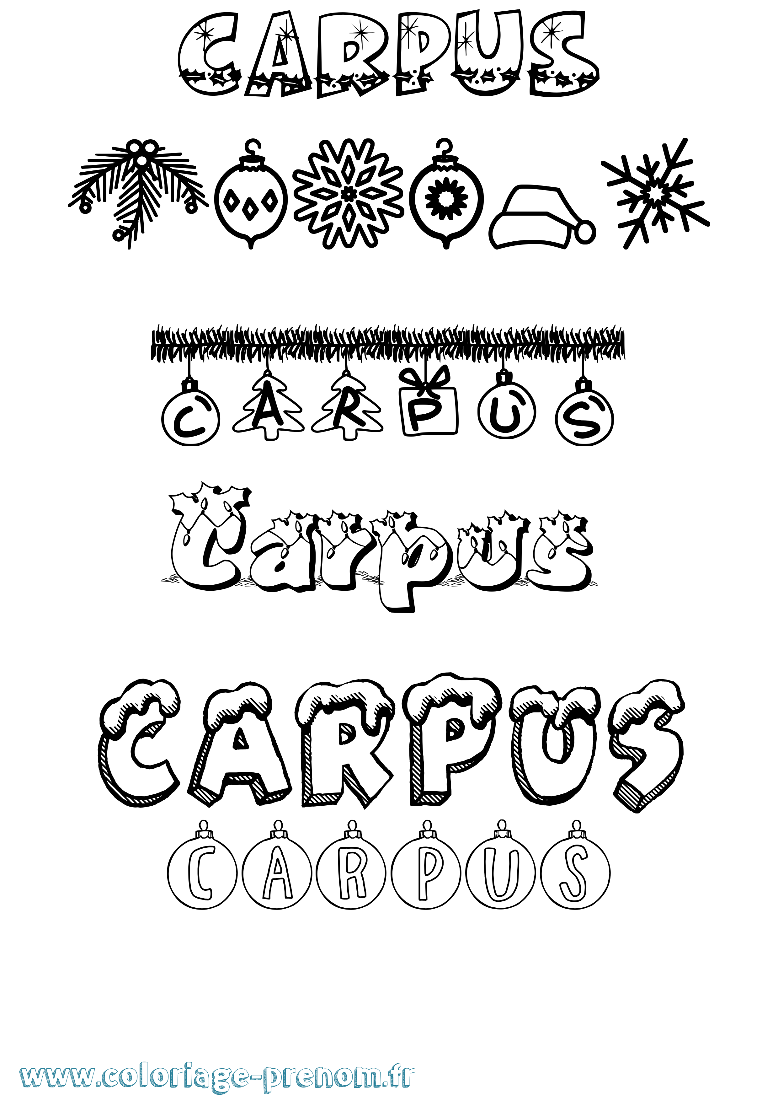Coloriage prénom Carpus Noël