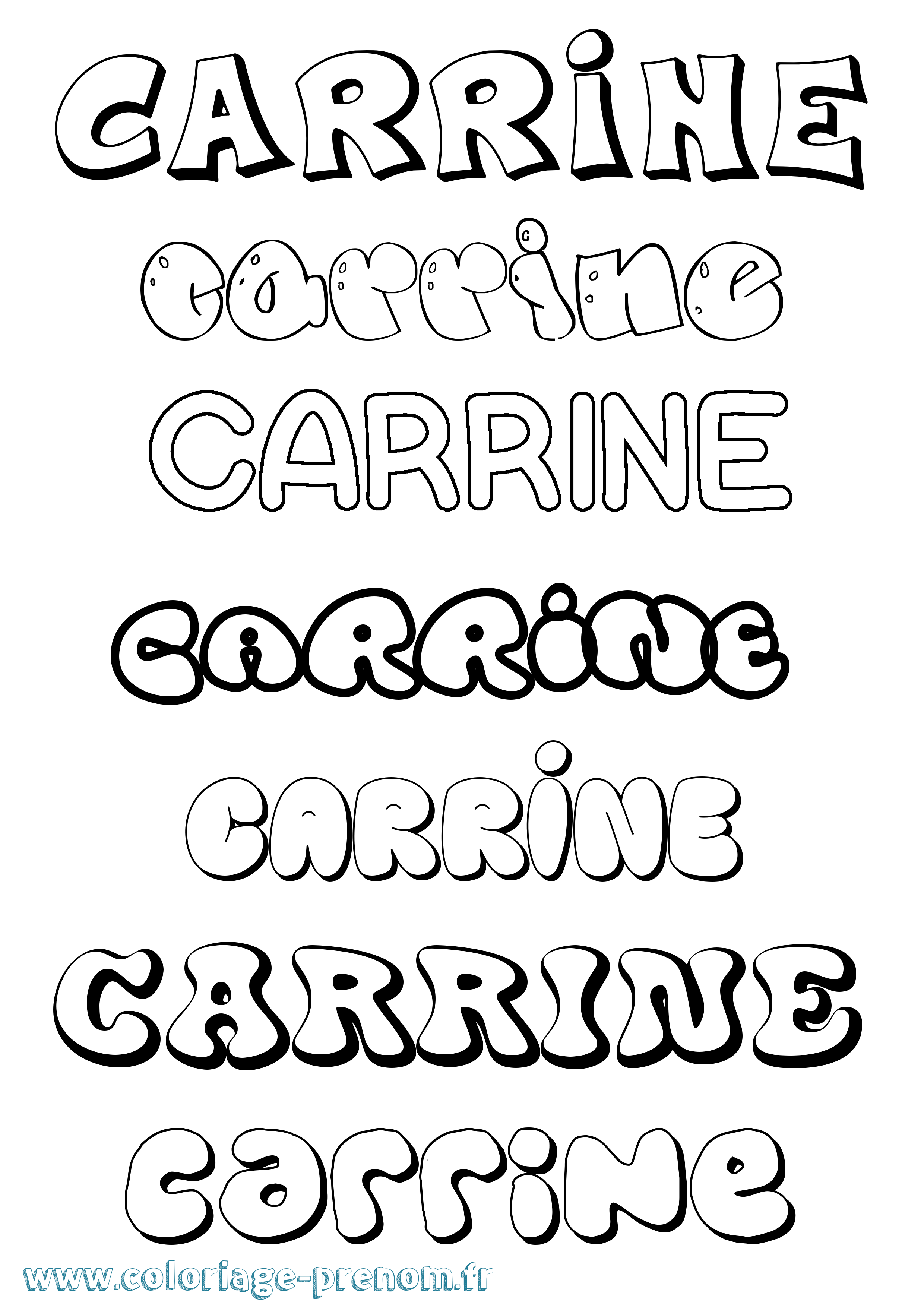 Coloriage prénom Carrine Bubble