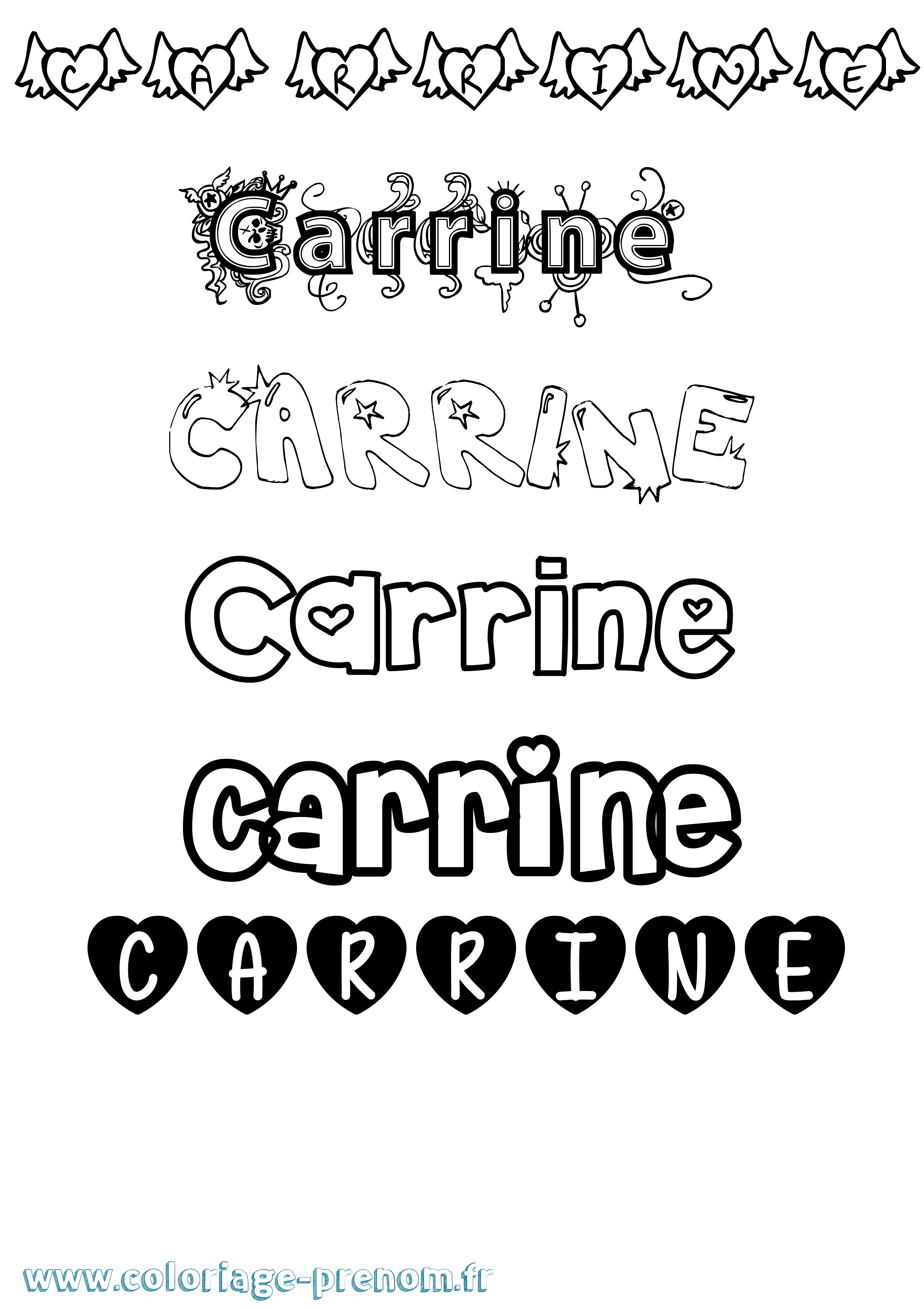 Coloriage prénom Carrine Girly