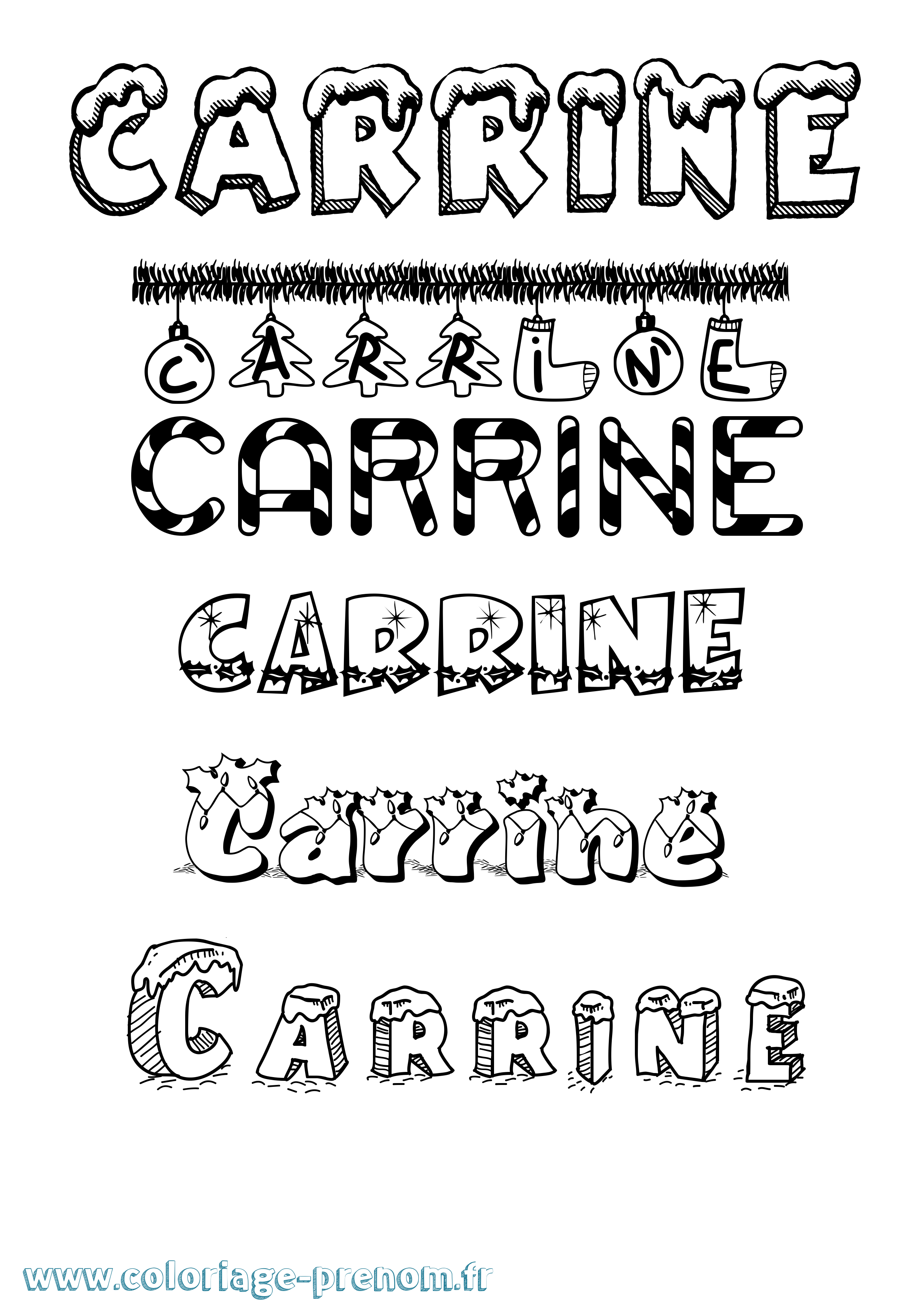 Coloriage prénom Carrine Noël