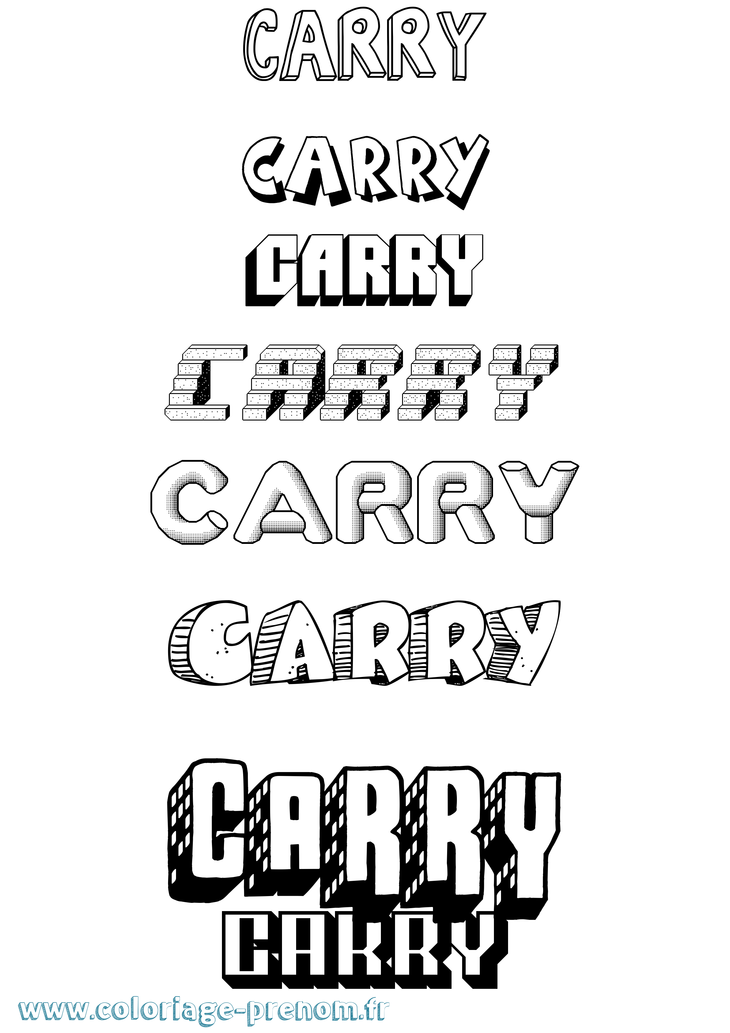 Coloriage prénom Carry Effet 3D