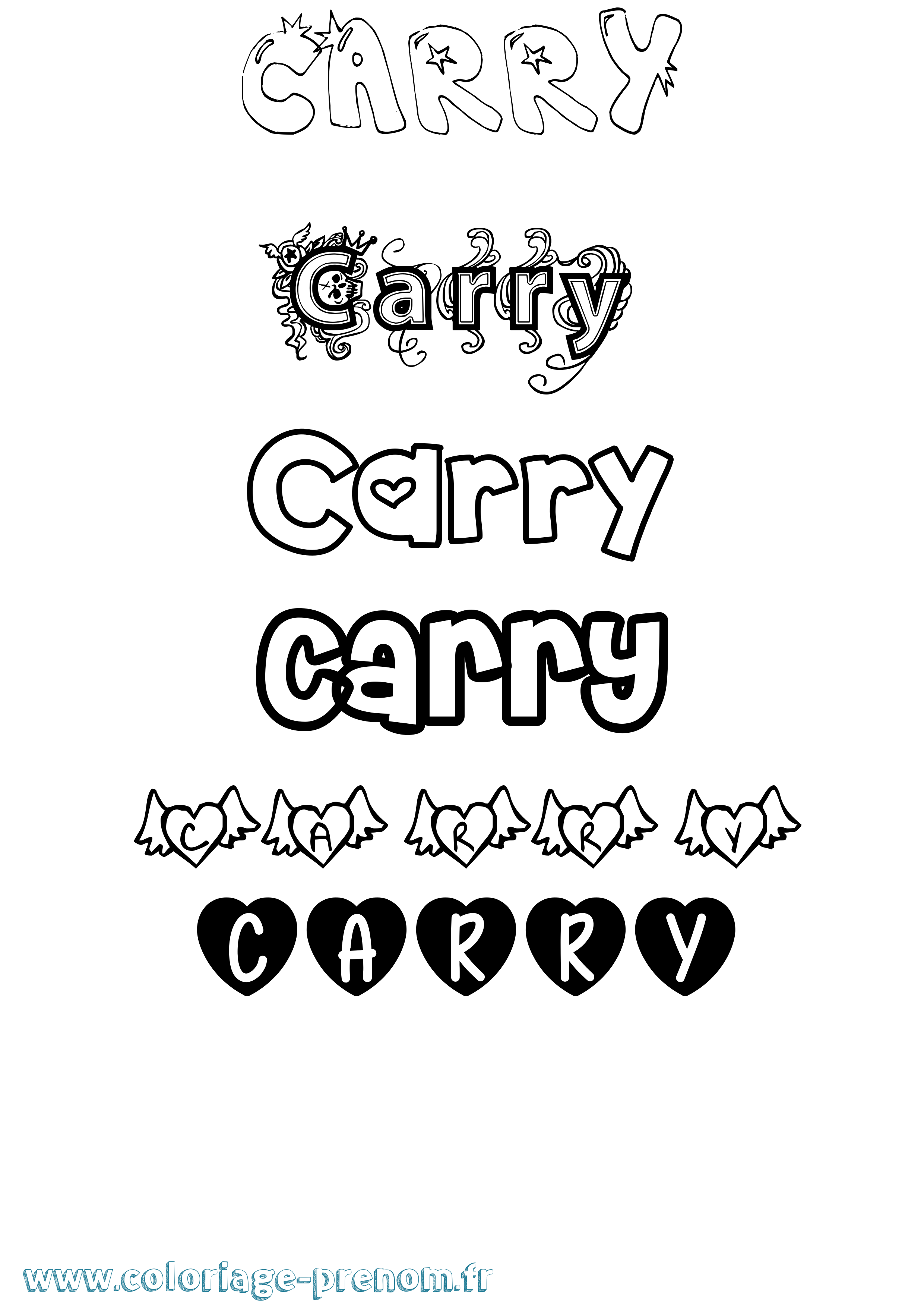 Coloriage prénom Carry Girly