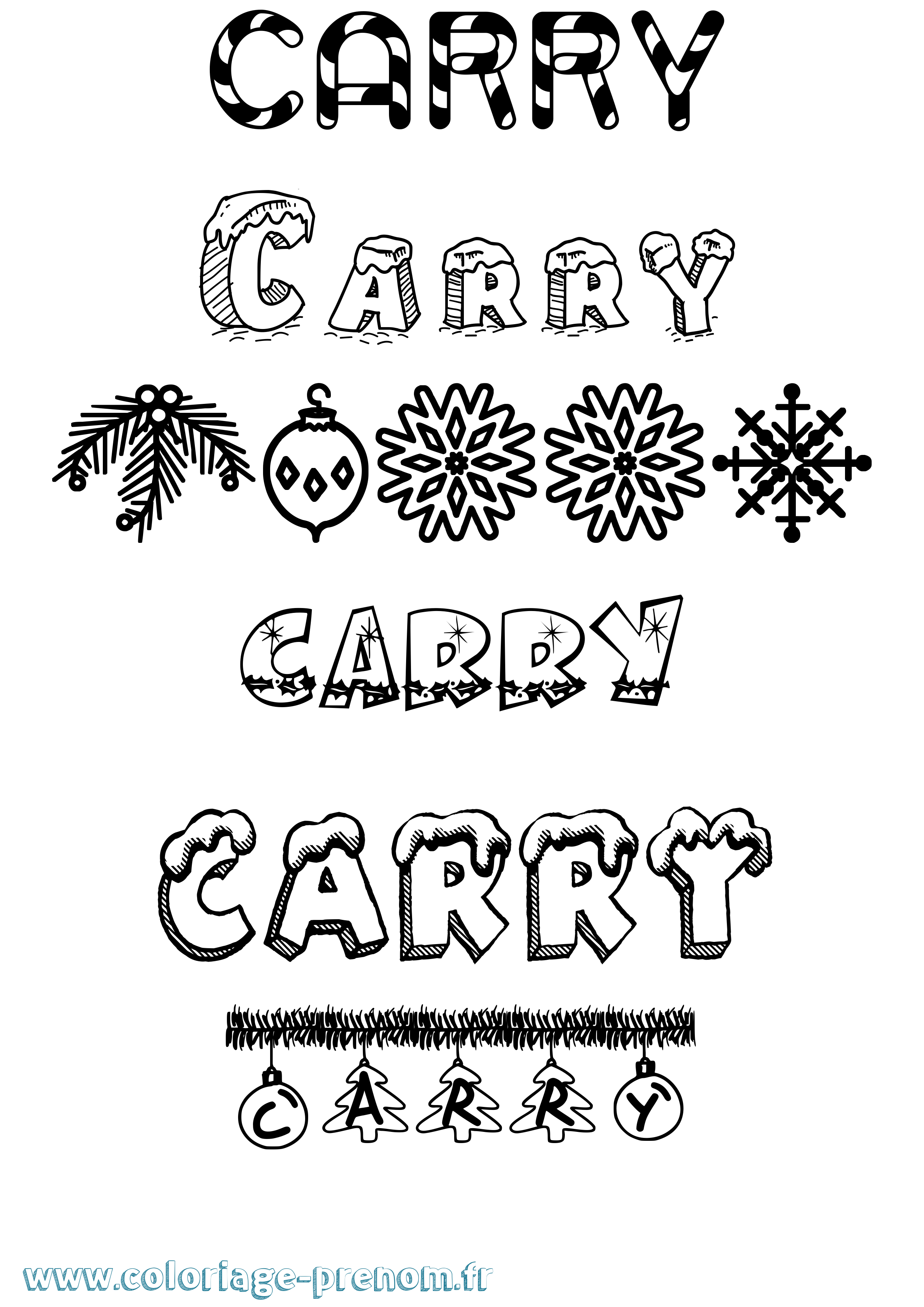 Coloriage prénom Carry Noël