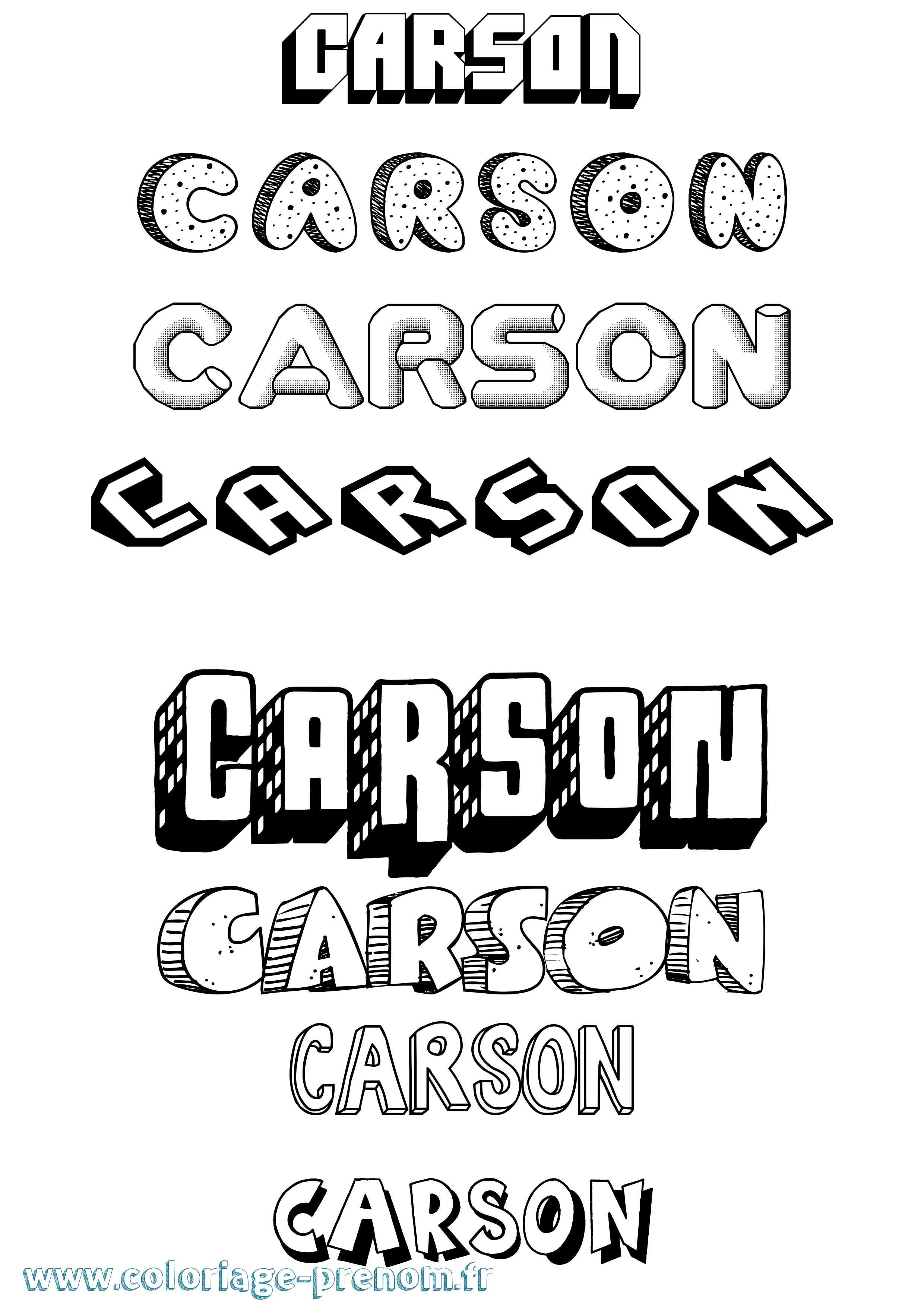Coloriage prénom Carson Effet 3D