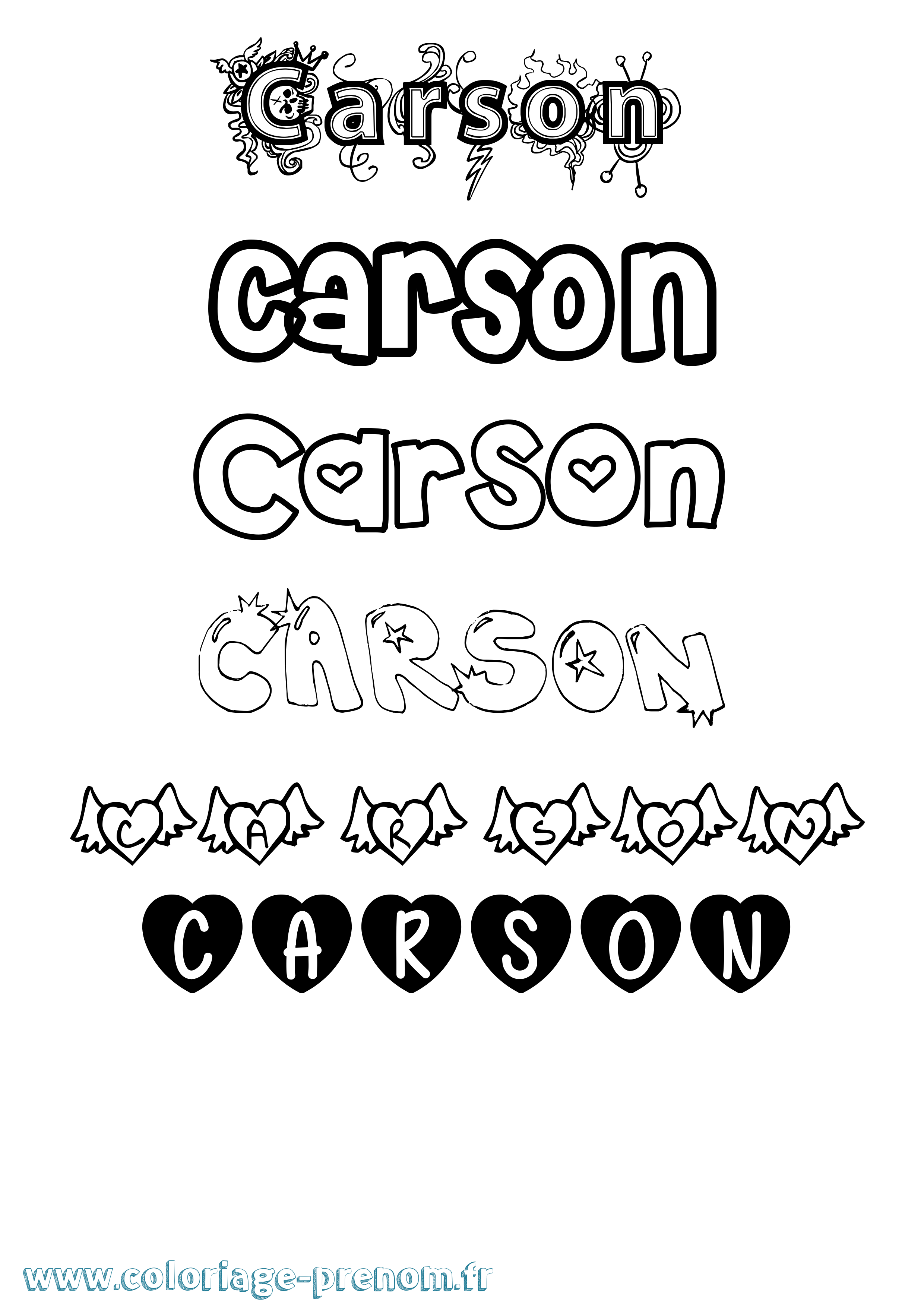 Coloriage prénom Carson Girly