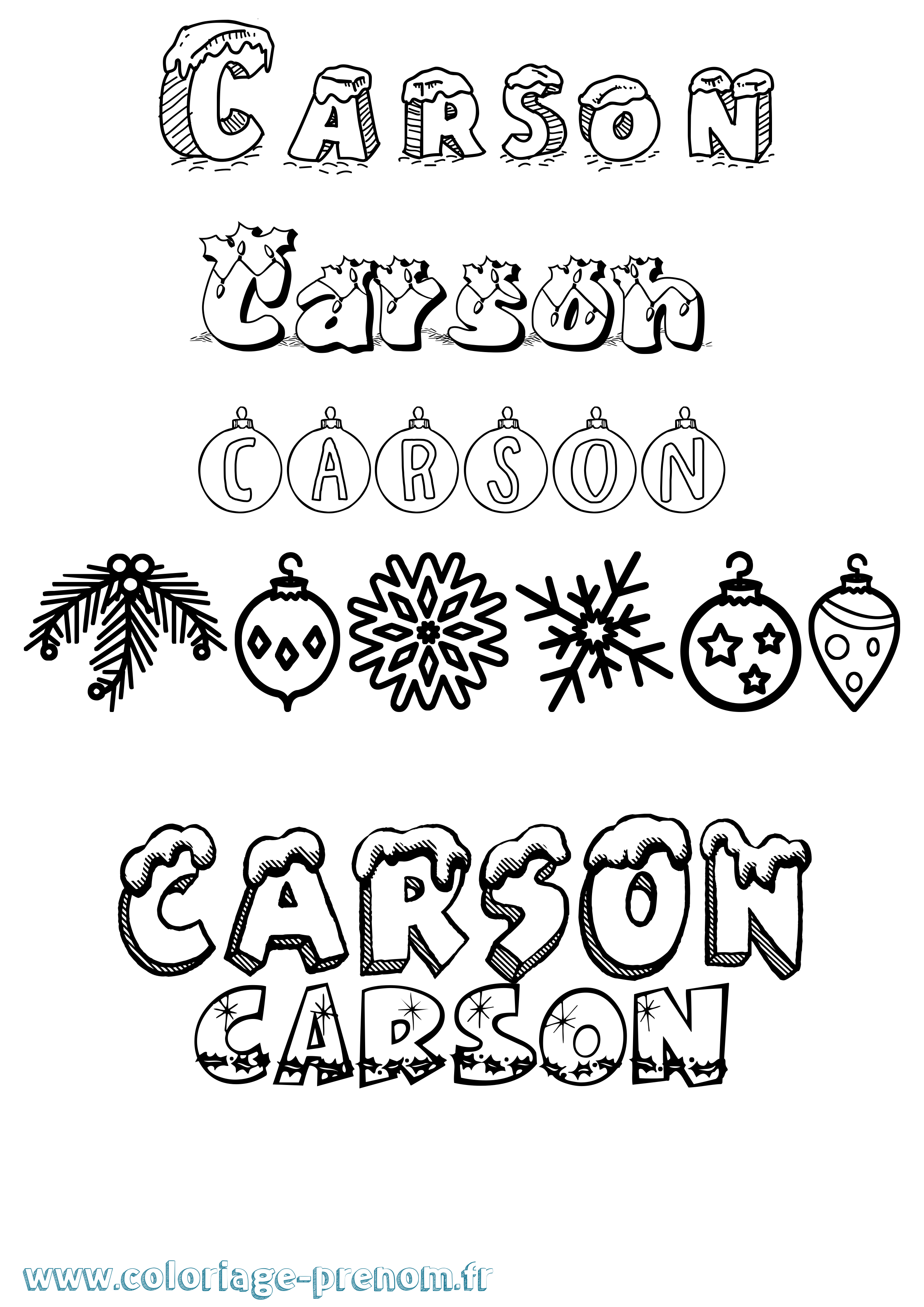 Coloriage prénom Carson Noël