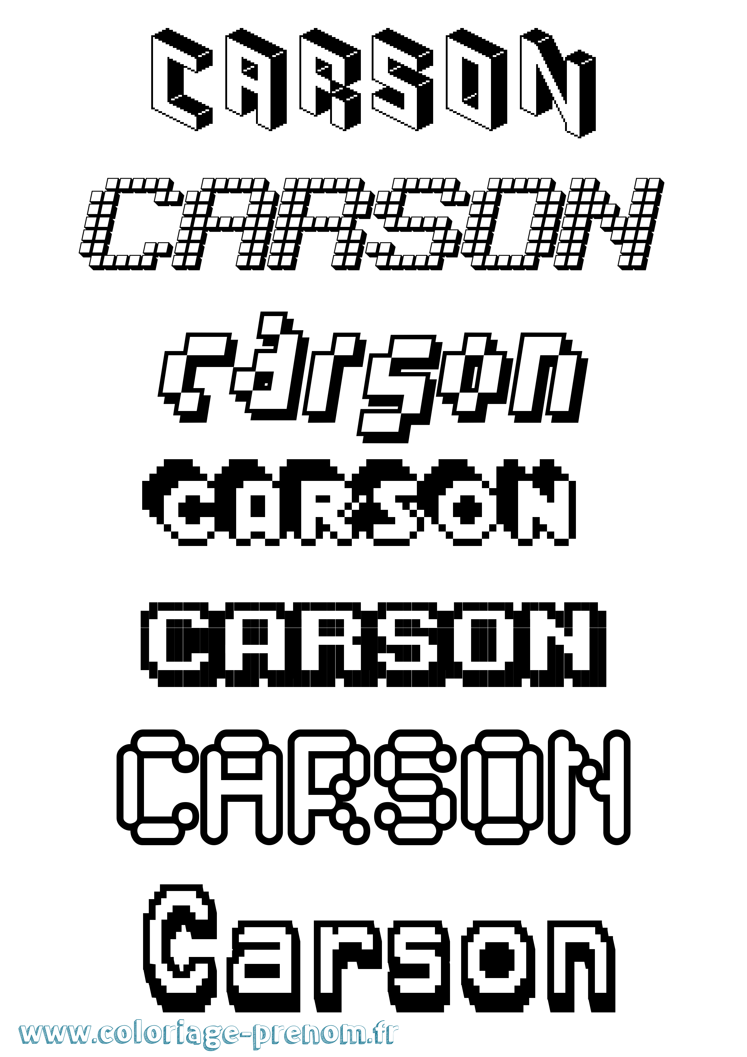 Coloriage prénom Carson Pixel
