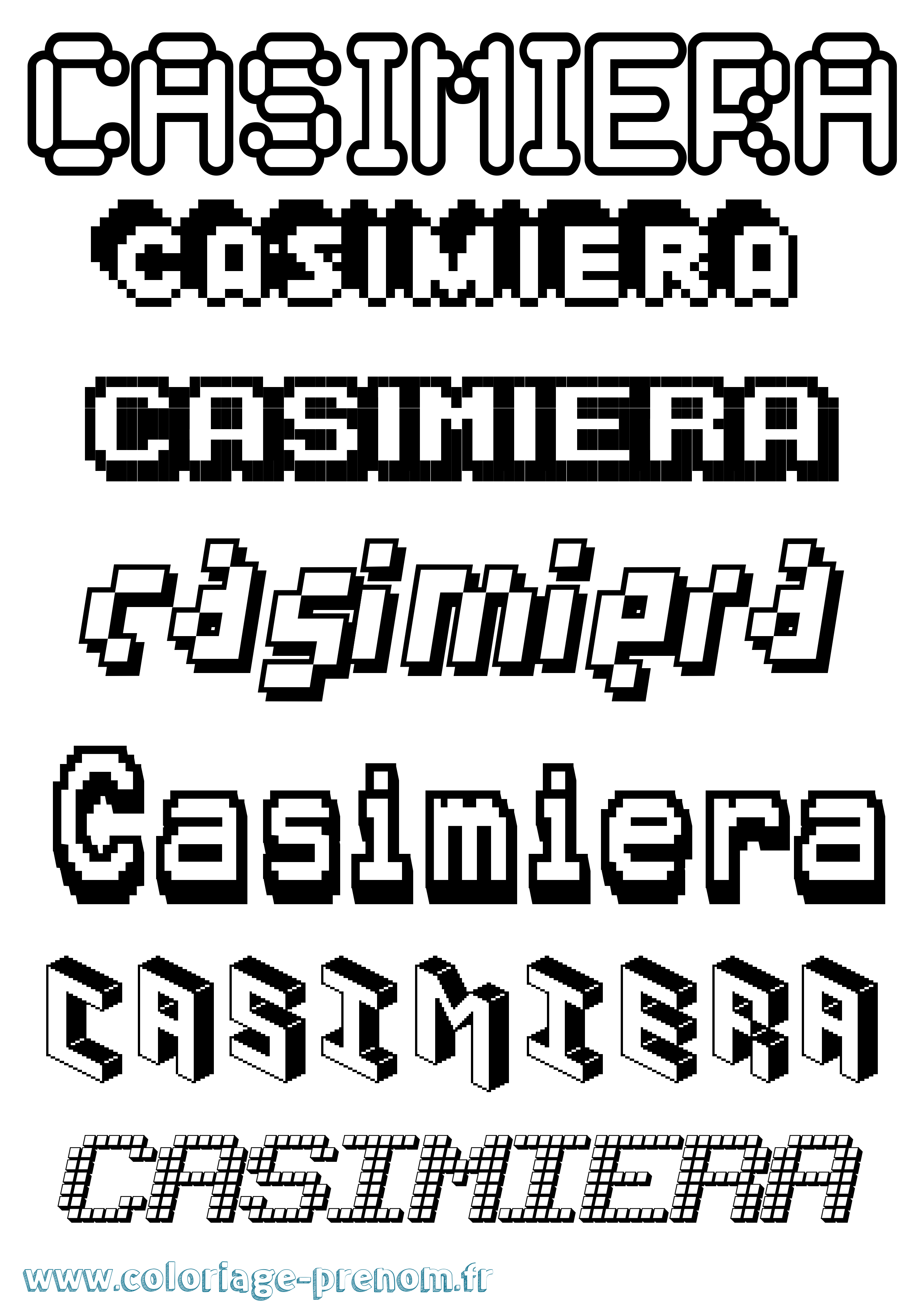 Coloriage prénom Casimiera Pixel