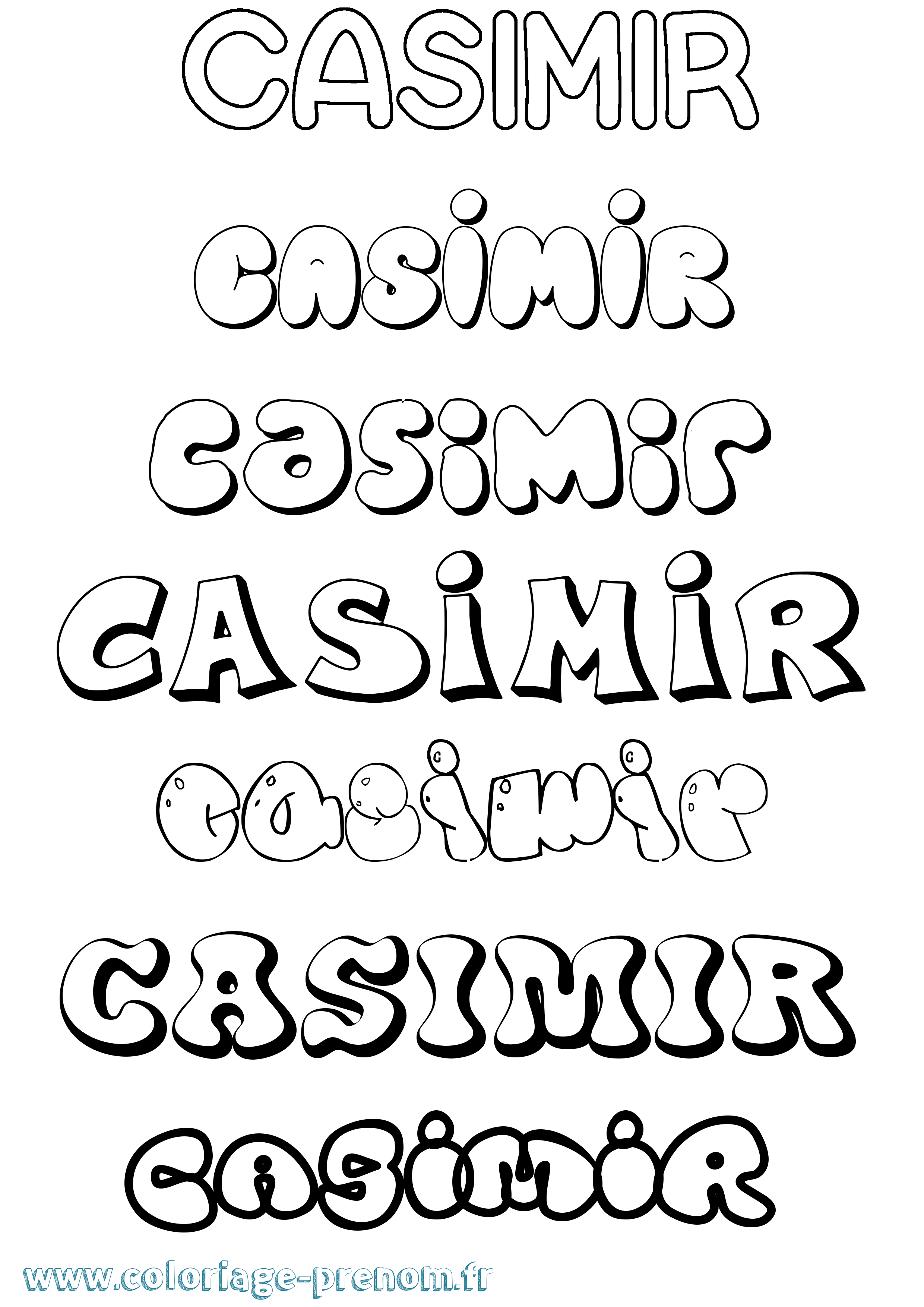Coloriage prénom Casimir Bubble