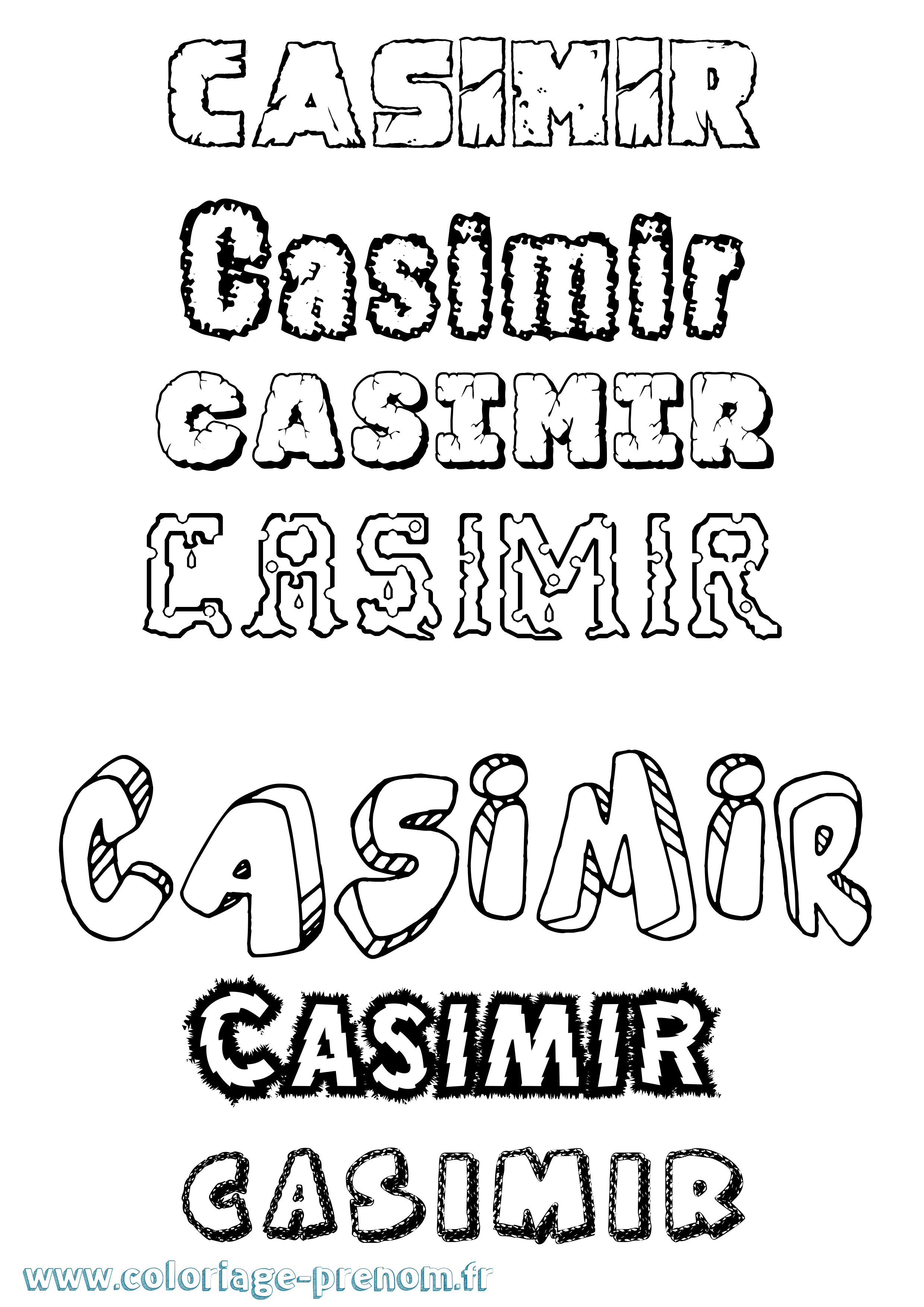 Coloriage prénom Casimir Destructuré