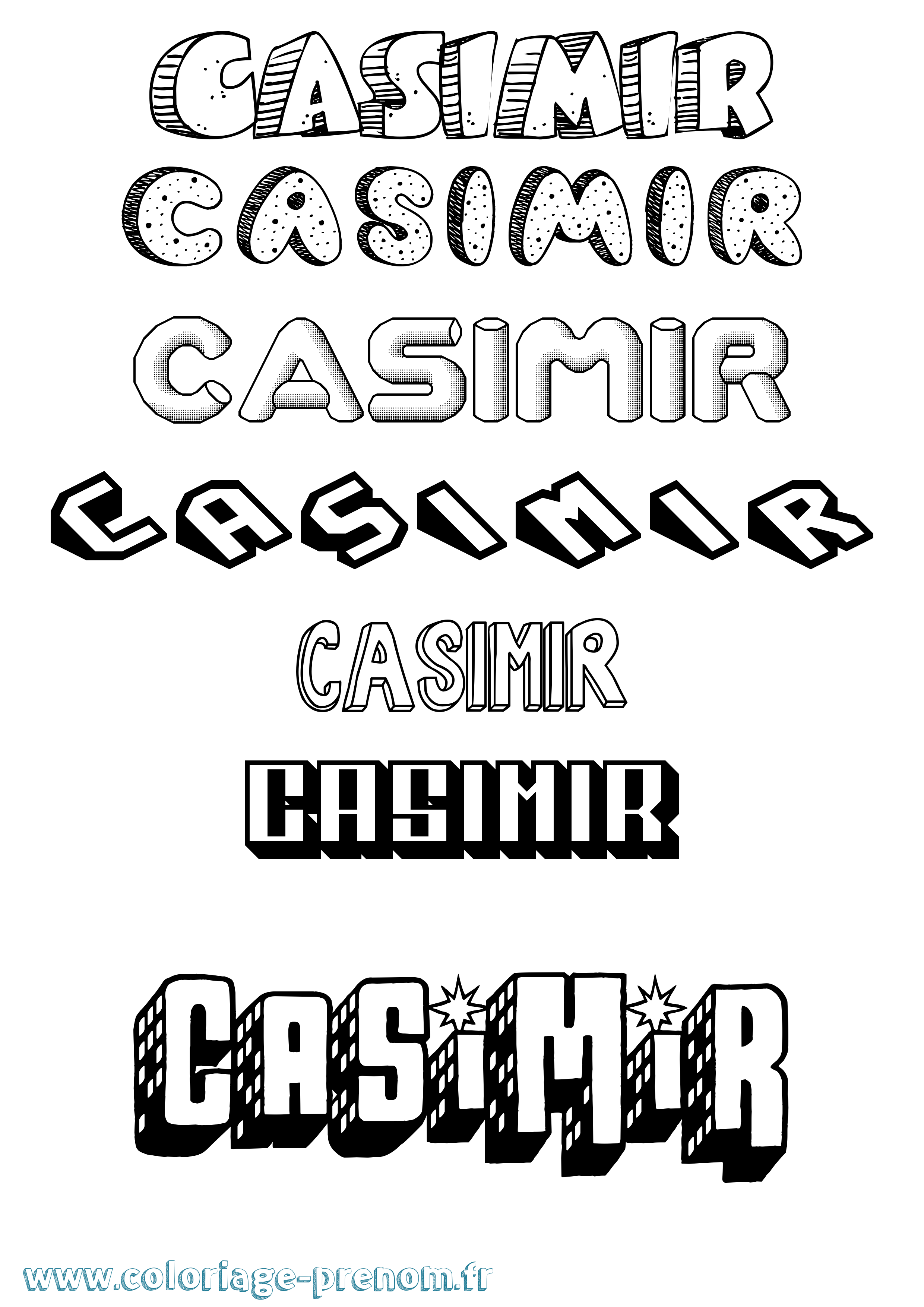 Coloriage prénom Casimir Effet 3D