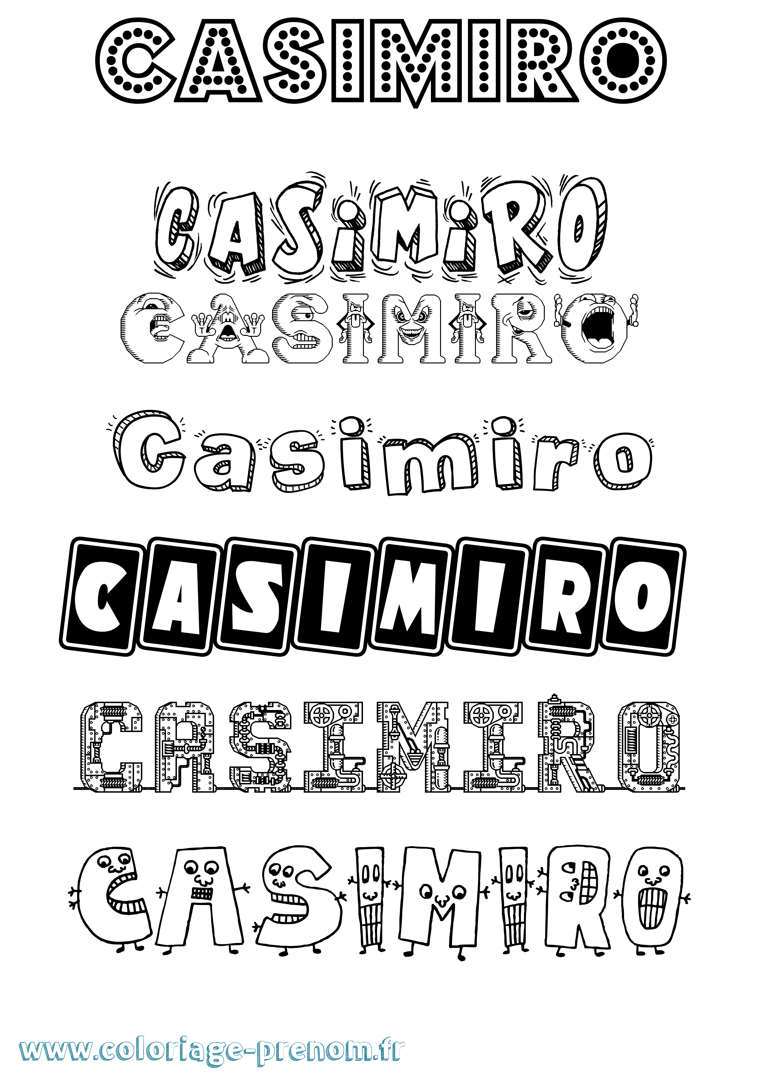 Coloriage prénom Casimiro Fun