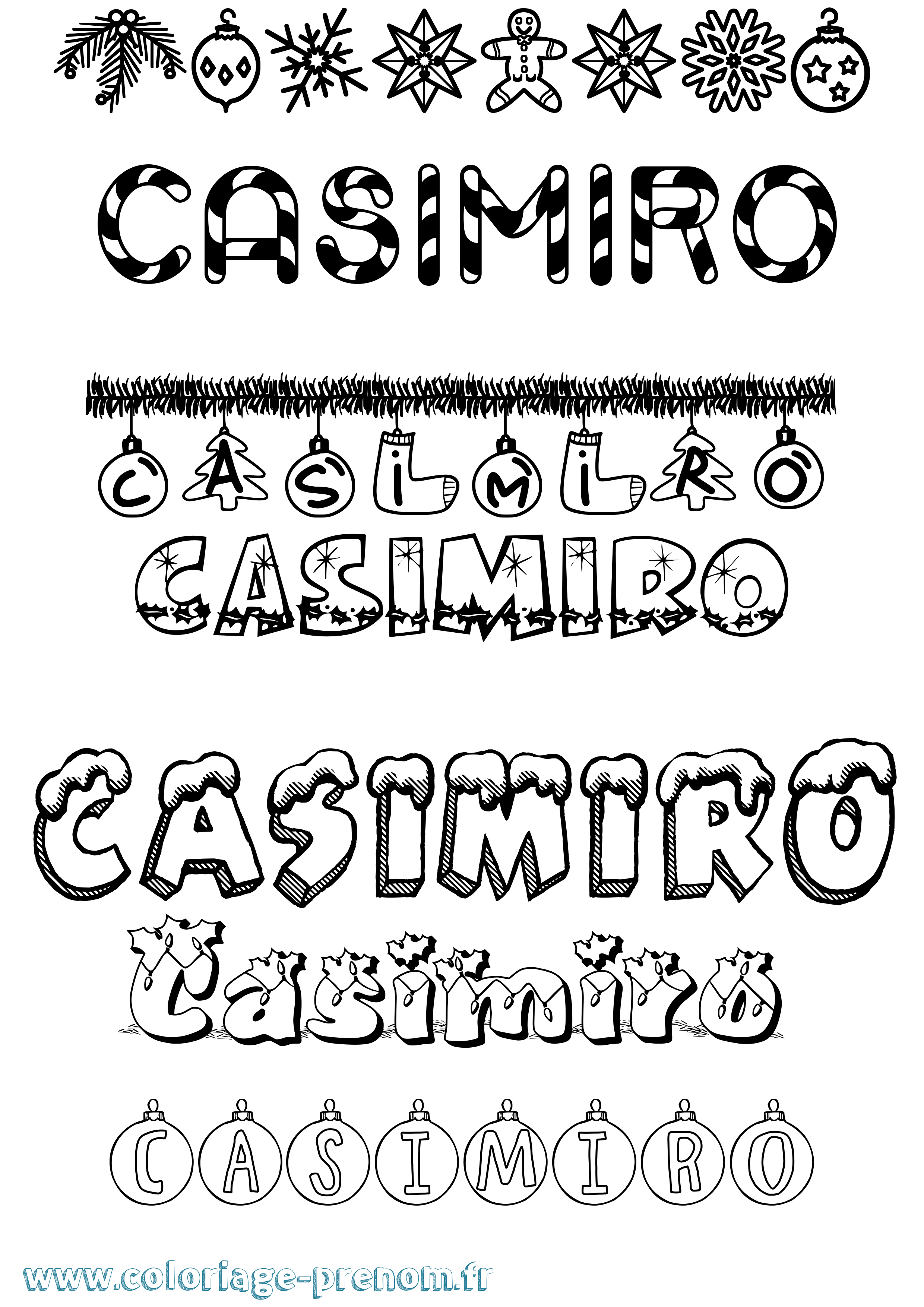 Coloriage prénom Casimiro Noël