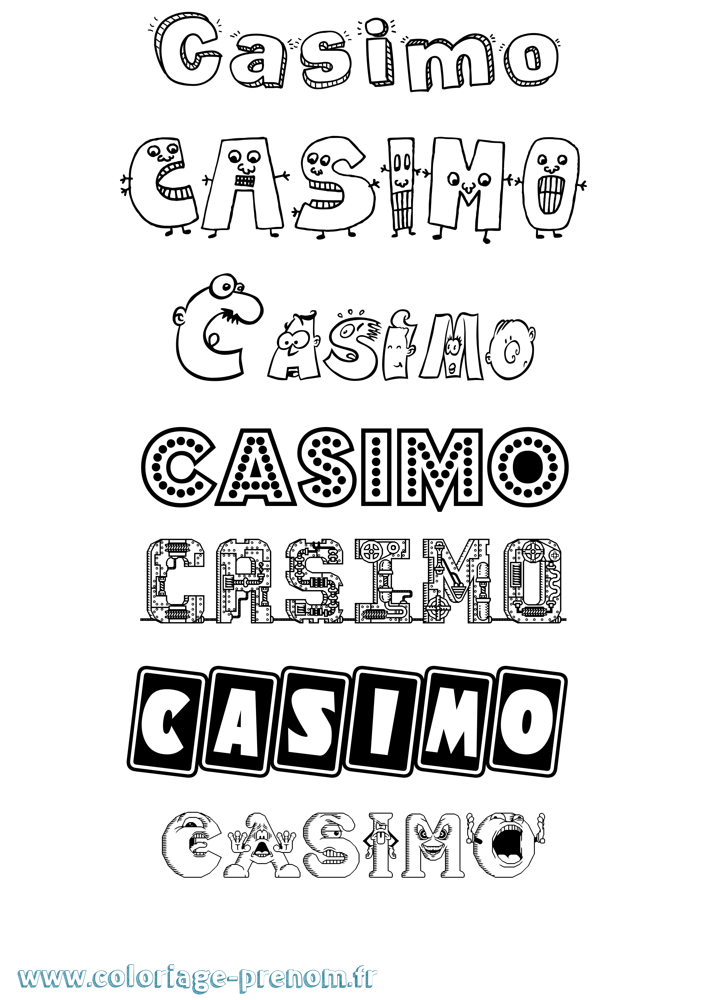 Coloriage prénom Casimo Fun