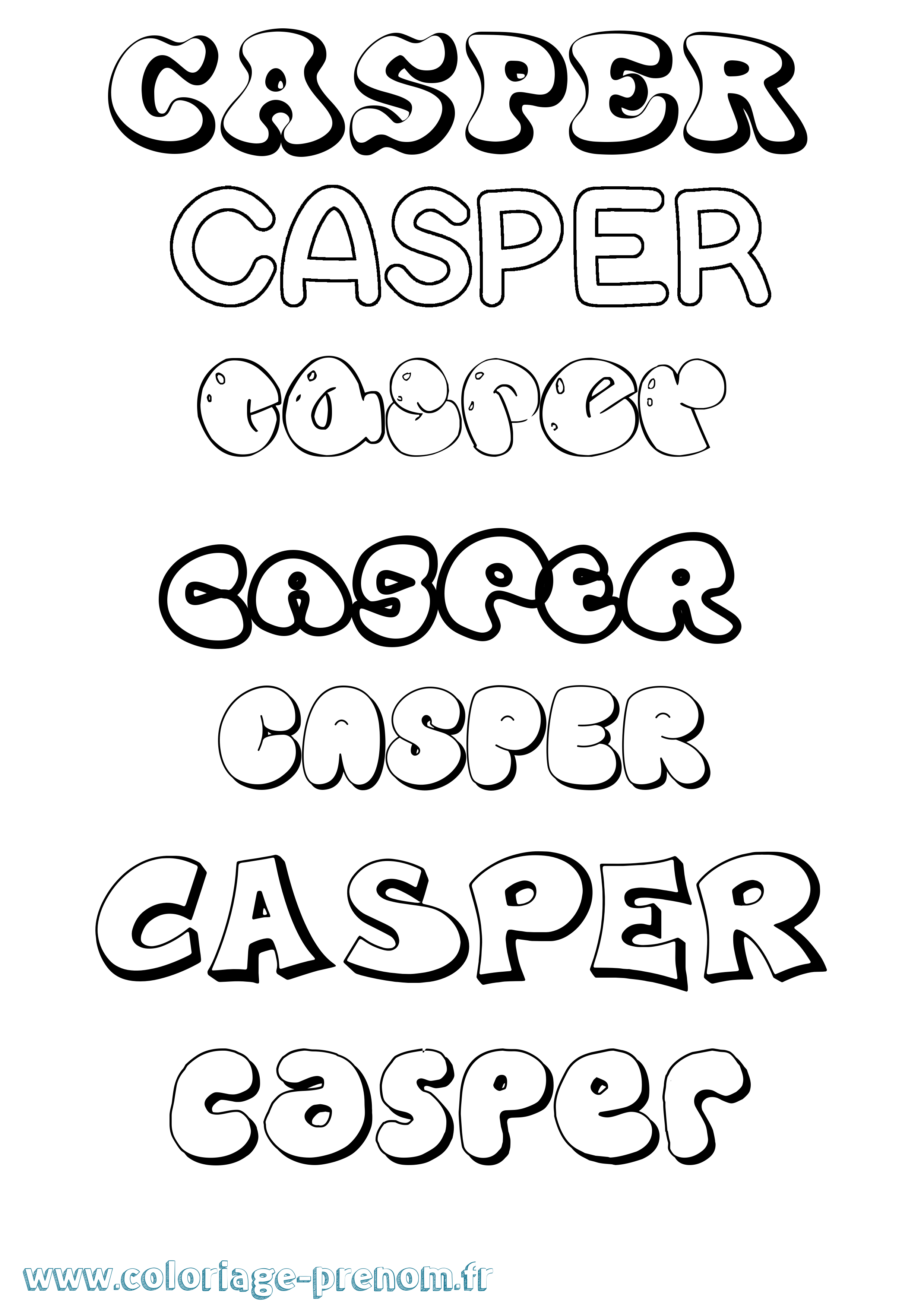 Coloriage Casper Bubble Coloriage prénom Casper Bubble