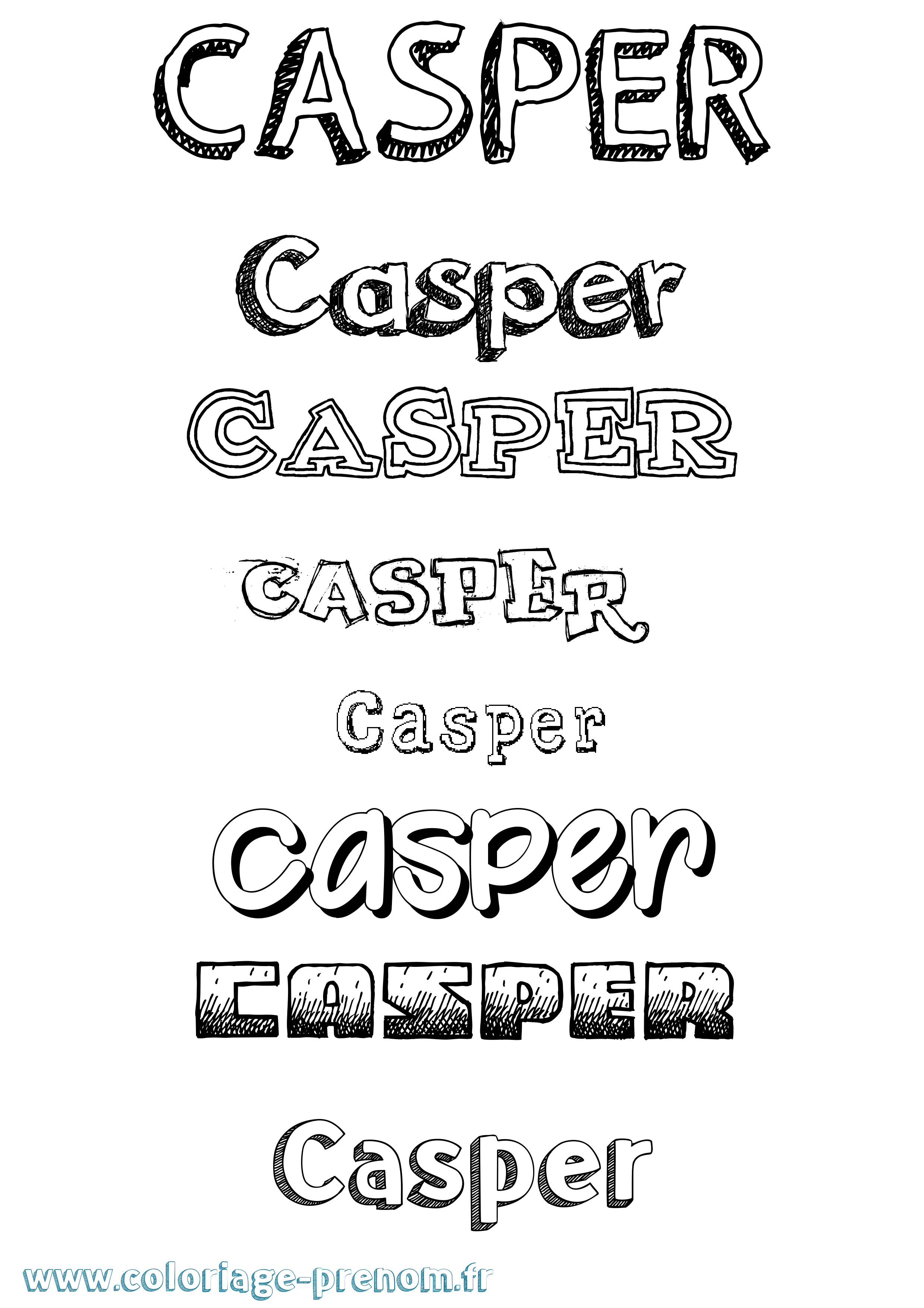 Coloriage Casper Dessiné Coloriage prénom Casper Dessiné