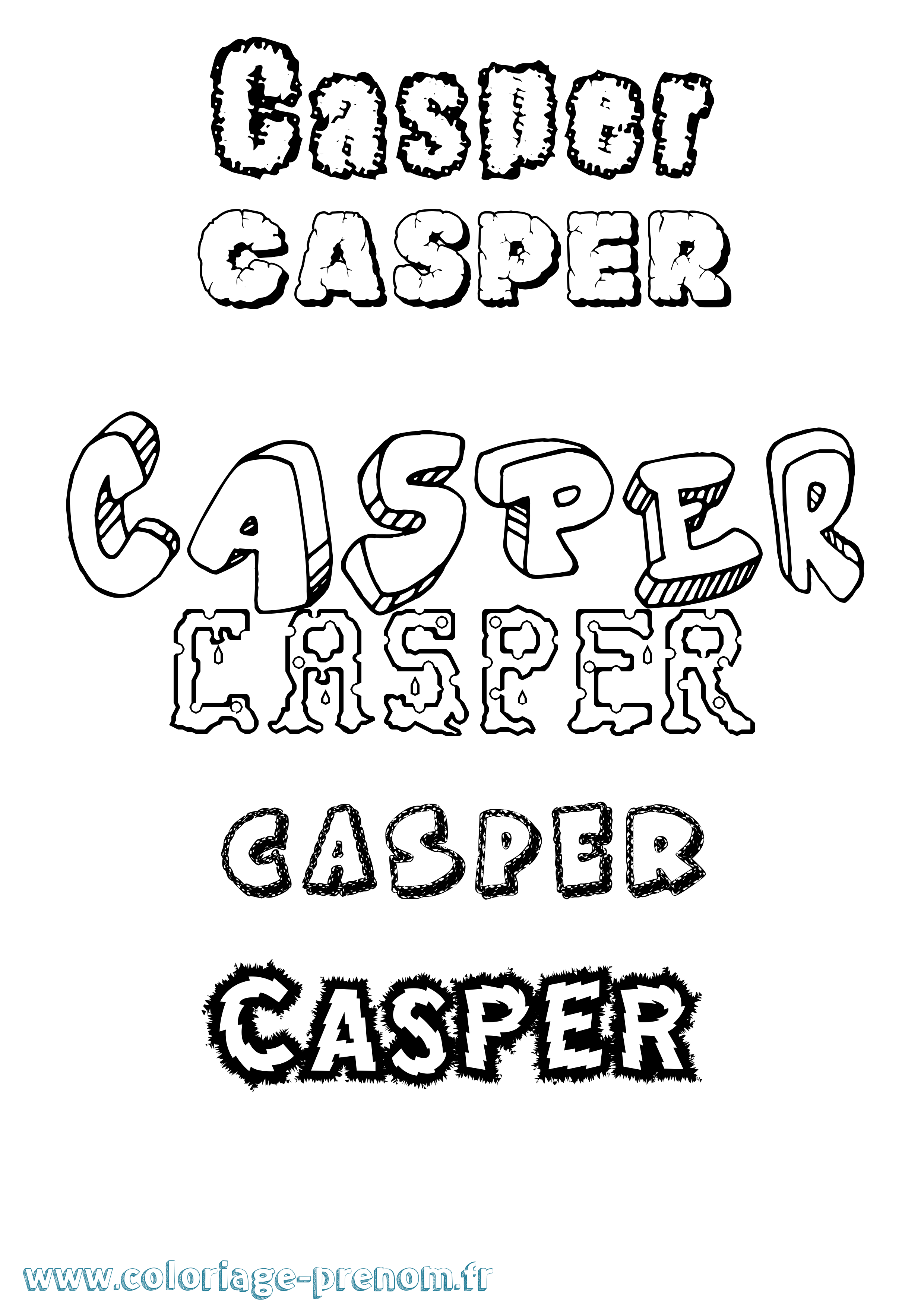 Coloriage prénom Casper Destructuré